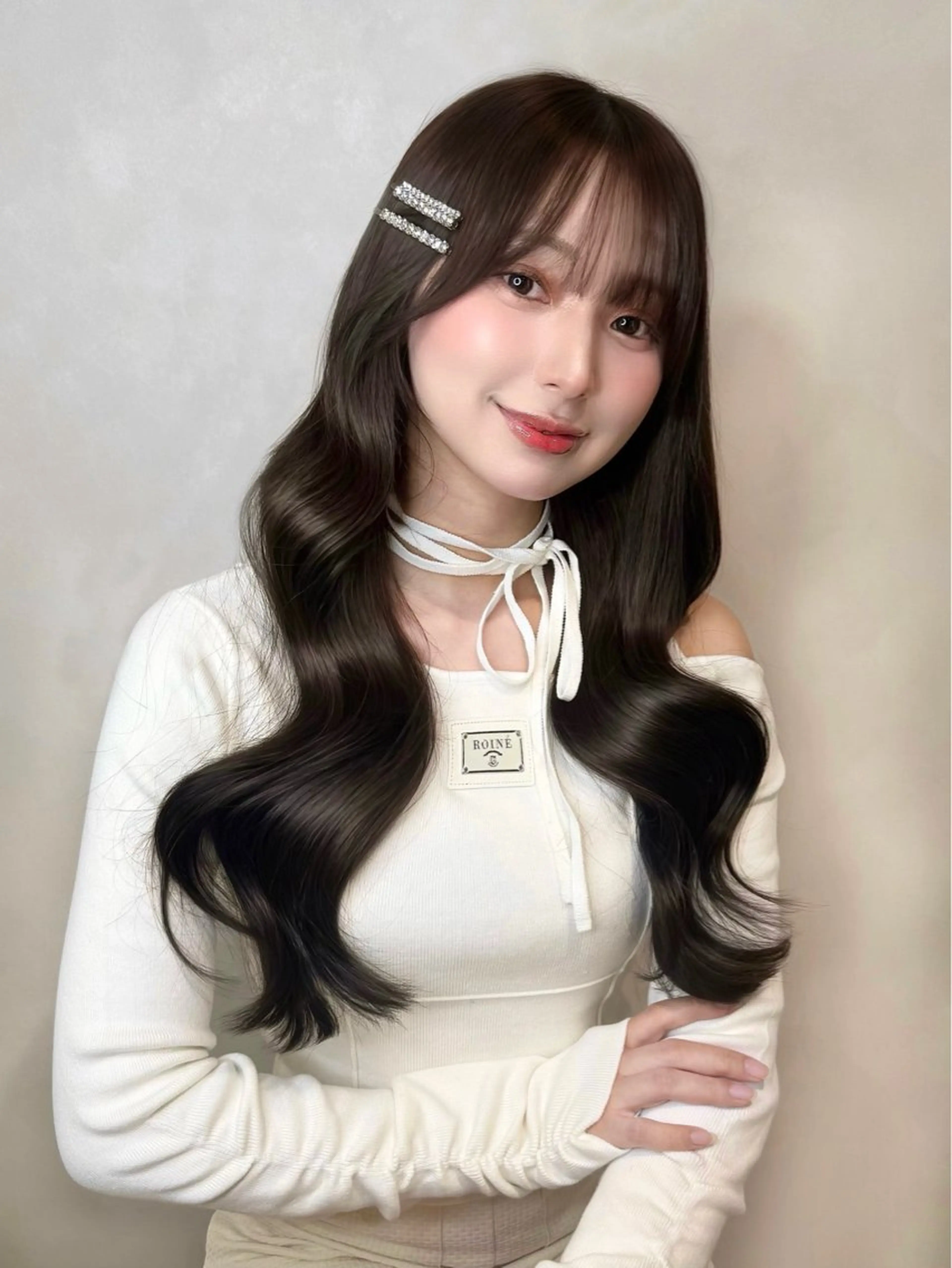 ロング チョコレートブラウン トリートメント ヘアカラー トリートメント 韓国ヘア×艶髪🎀 池袋/Rina🩶のヘアスタイル