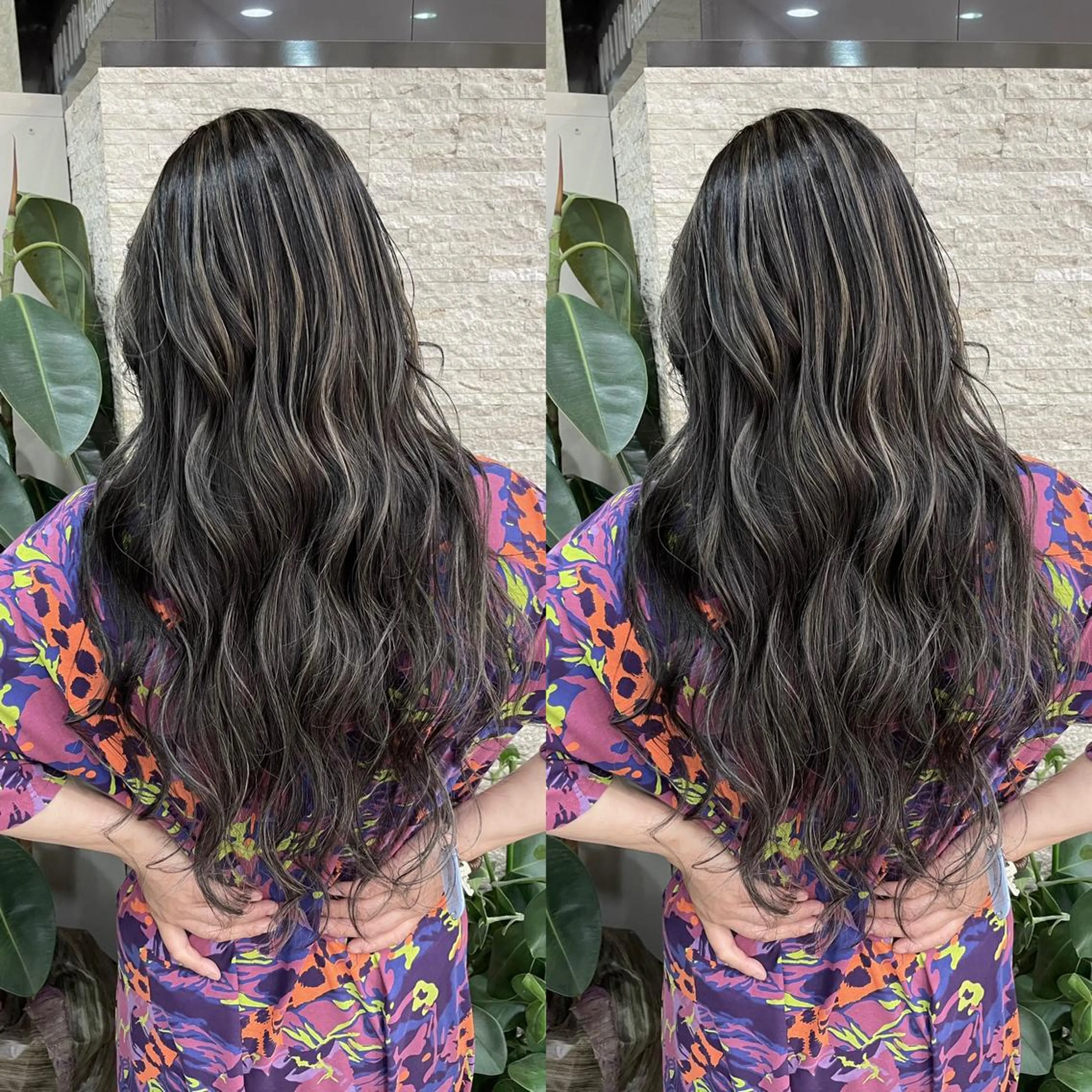 セミロング ヘアカラー Y Uのヘアスタイル