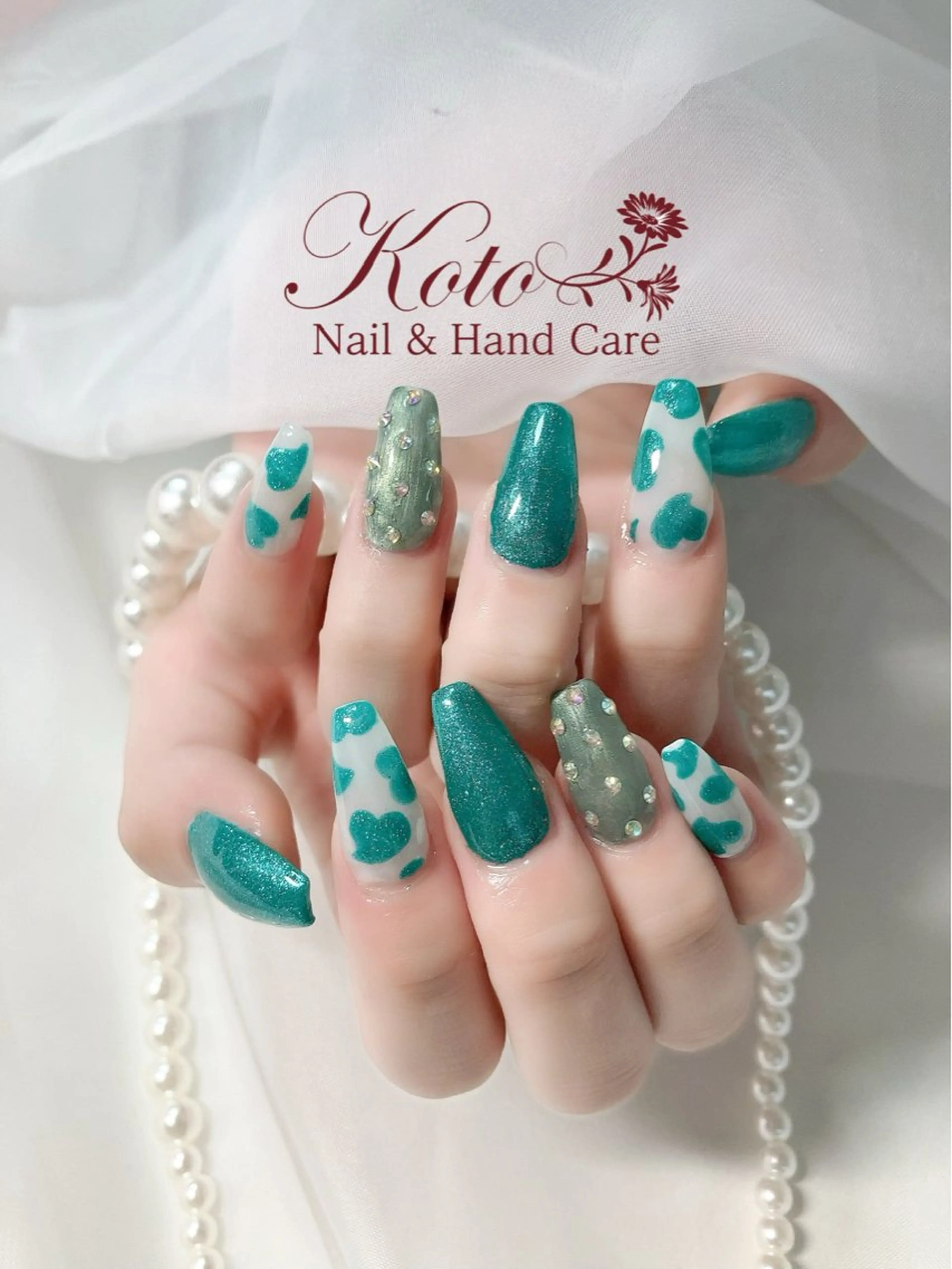 ネイル 長さ出し ジェルネイル ハート 持ち込み ニュアンスネイル ハンドネイル Nail Salon KOTOのネイルデザイン