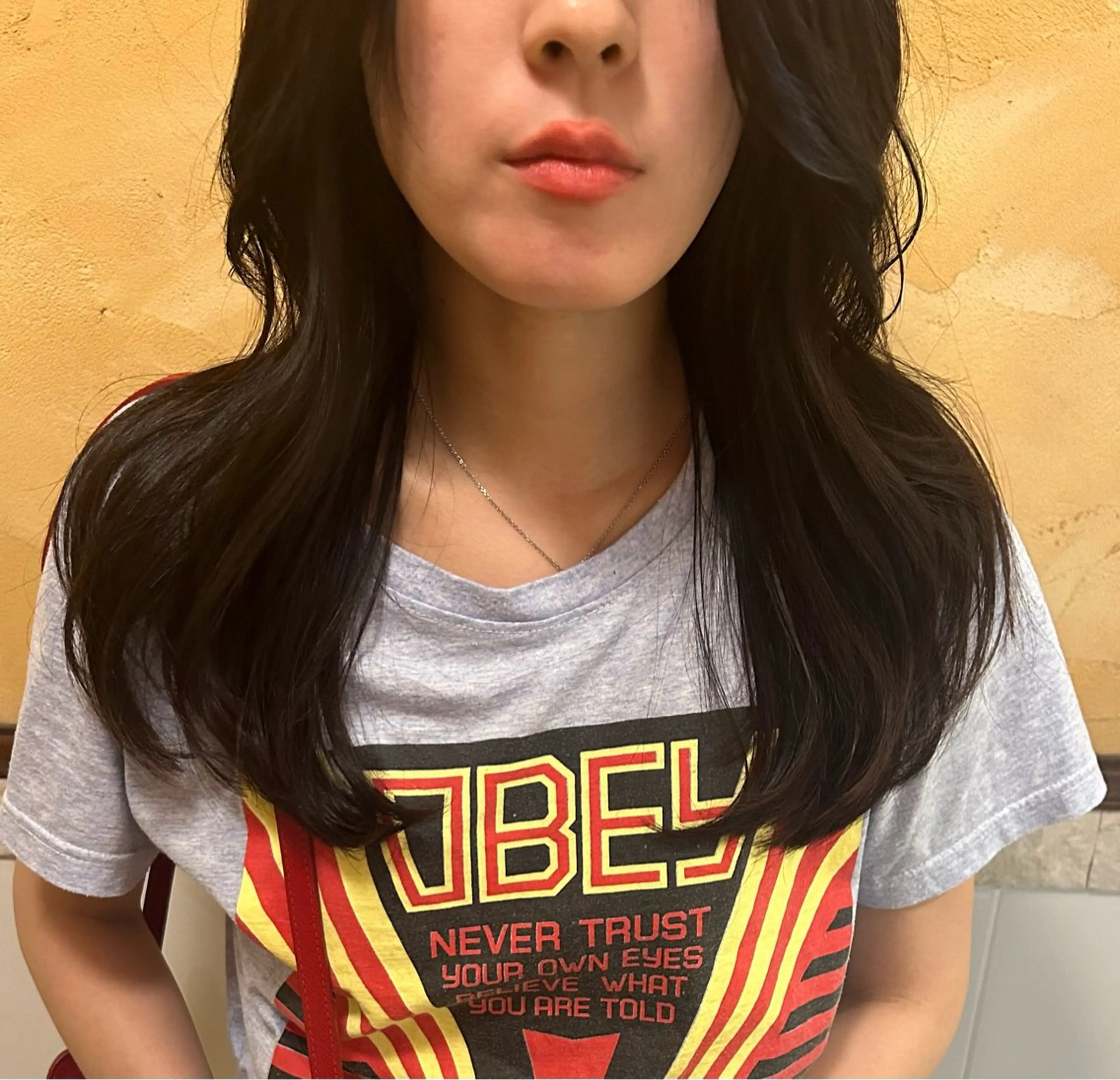 セミロング ボブ くびれヘア 顔周りカット 韓国風ヘア レイヤーカット ブリーチなしベージュ /ヘアセット/ミユのヘアスタイル