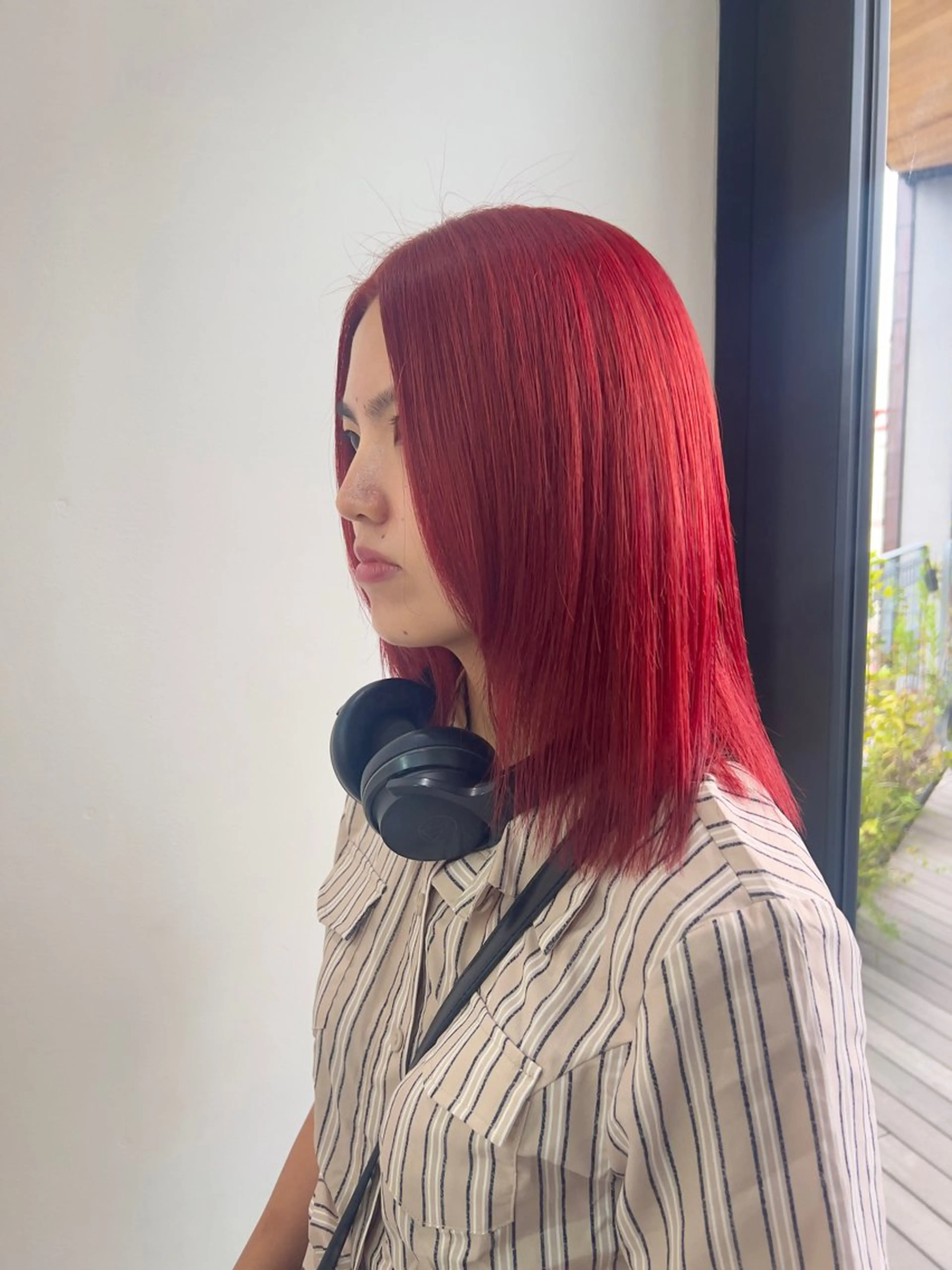 ロング カラー オレンジ レッドカラー 透明感/血色カラー/ 似合せレイヤー/ゆいのヘアスタイル