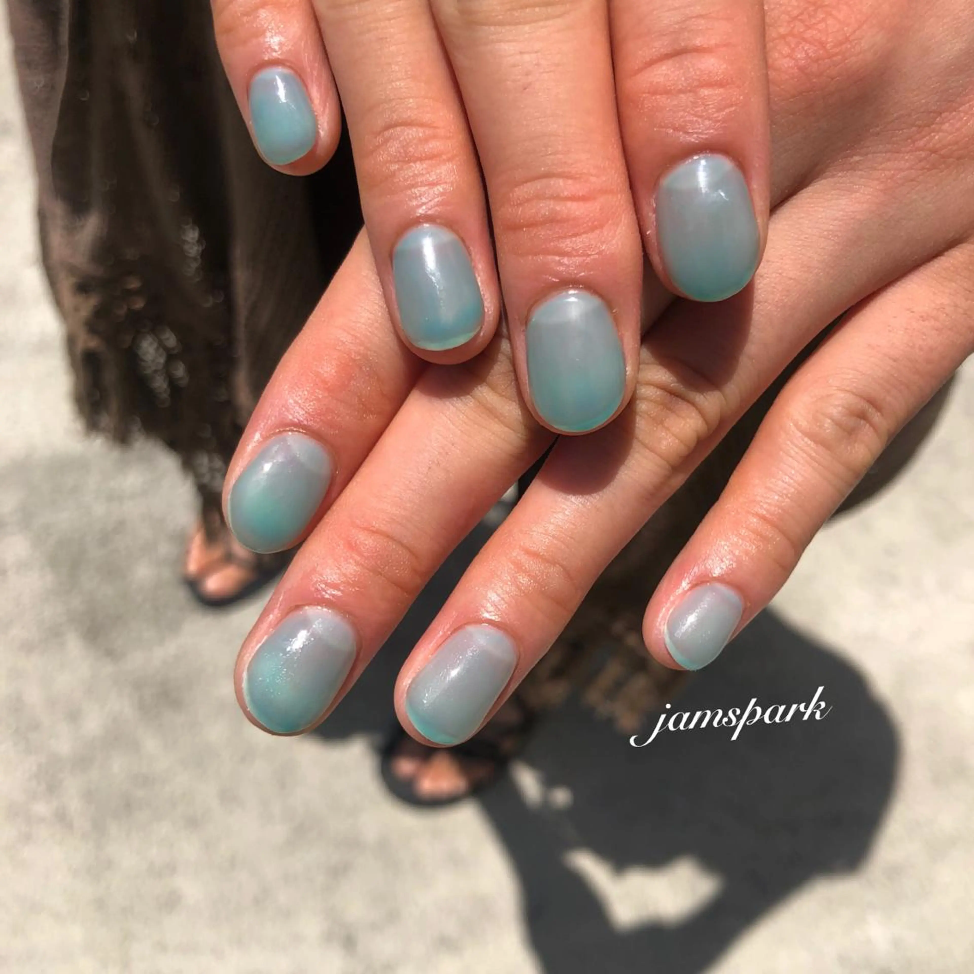 ネイル ジェルネイル 水色 ワンカラーネイル 夏ネイル ハンドネイル jamspark ✨のネイルデザイン
