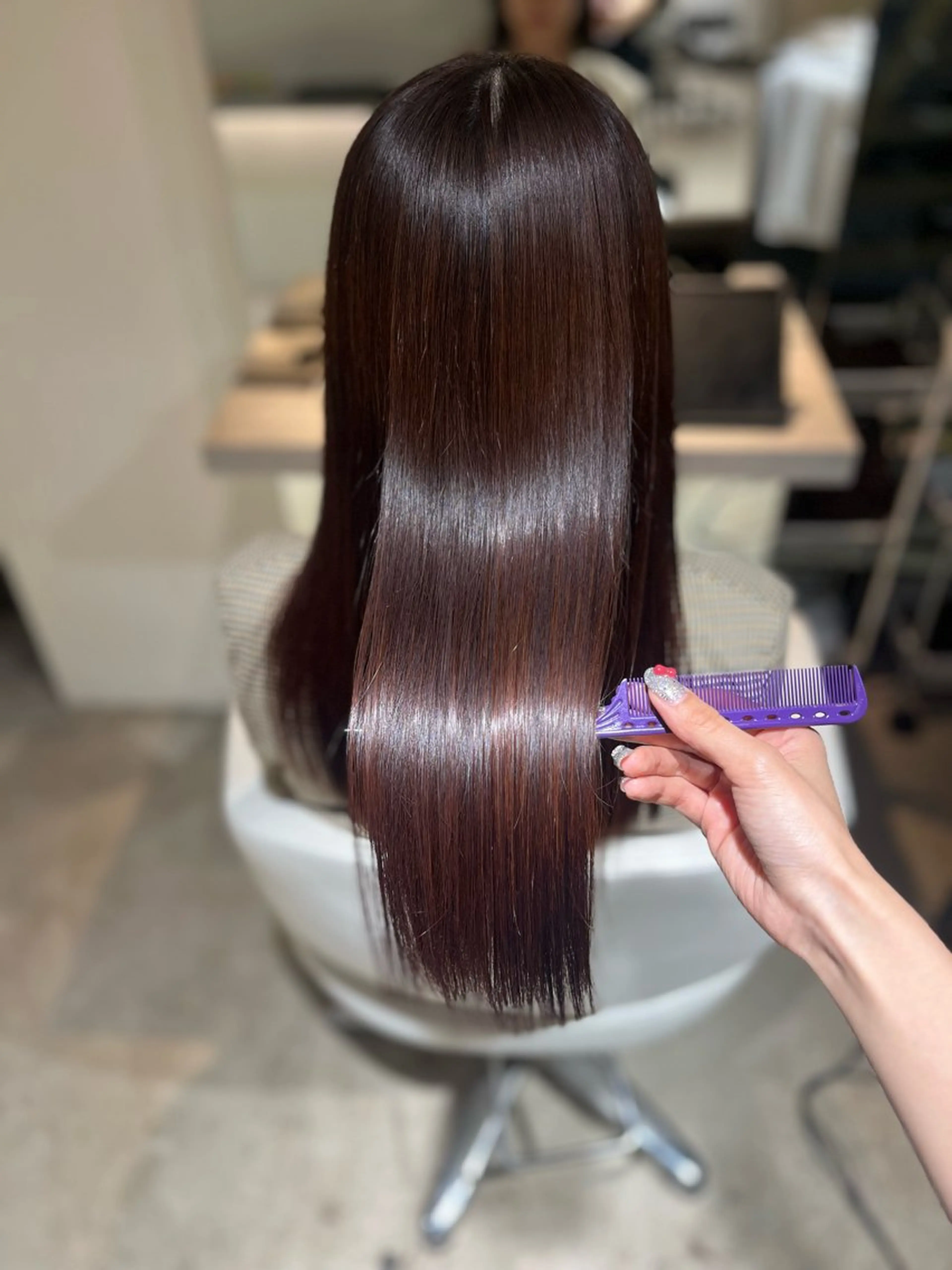 ロング 縮毛矯正 ヘアカラー トリートメント 🦋🫧艶髪カラー 🫧🦋あいりのヘアスタイル