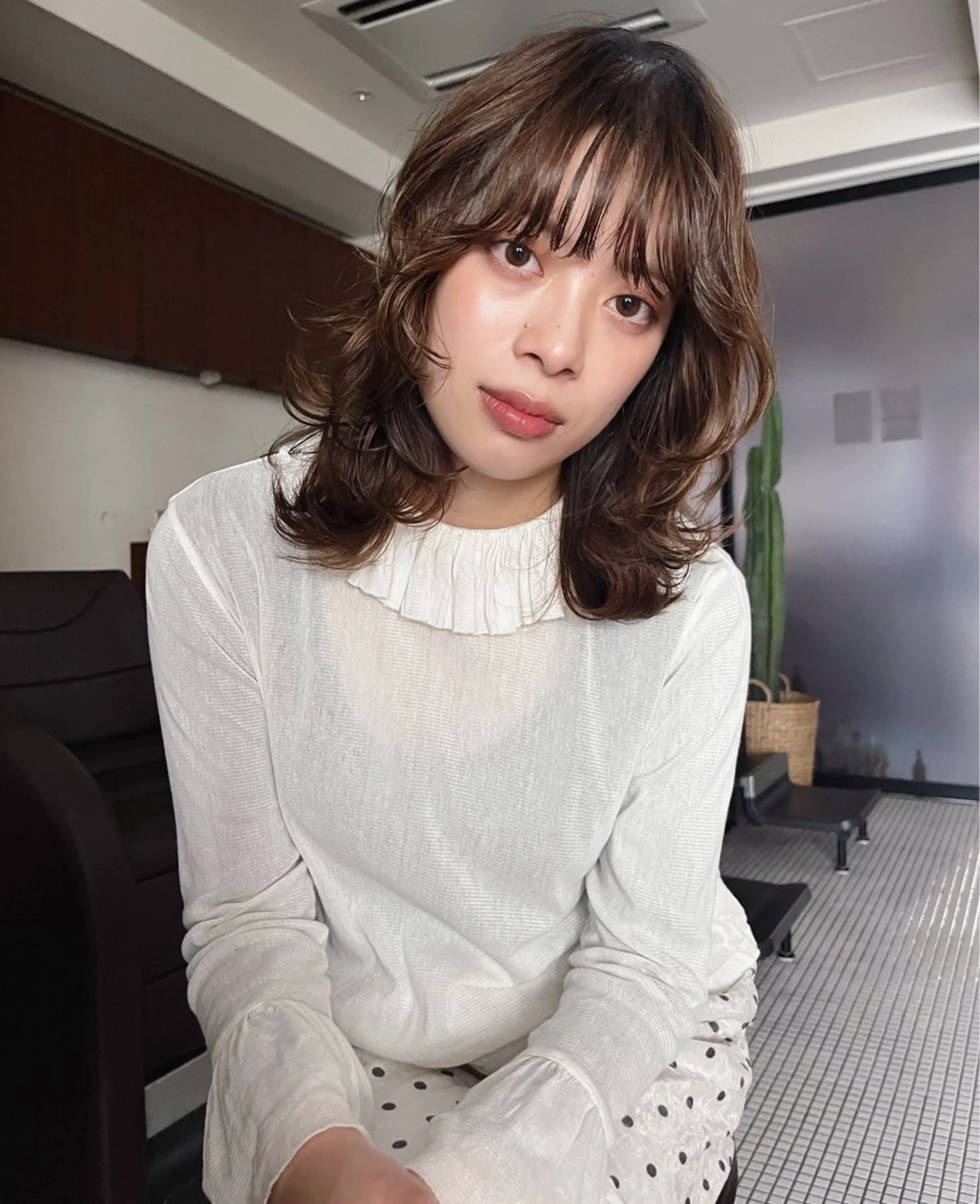 ミディアム カット ボブパーマ/パーマ ウルフパーマのヘアスタイル