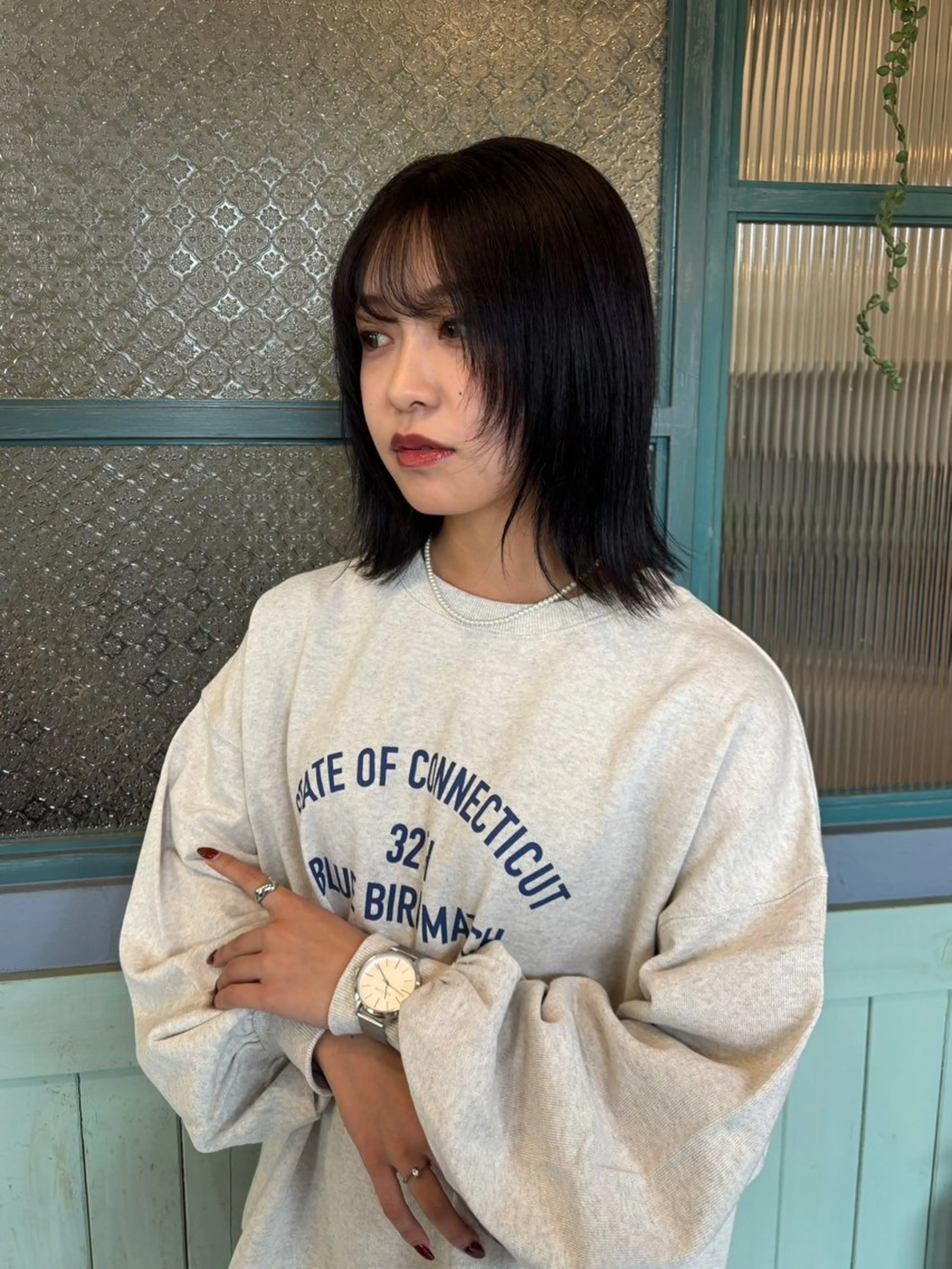 ミディアム ボブ 顔まわりレイヤー レイヤーカット カット little garden/樹里のヘアスタイル