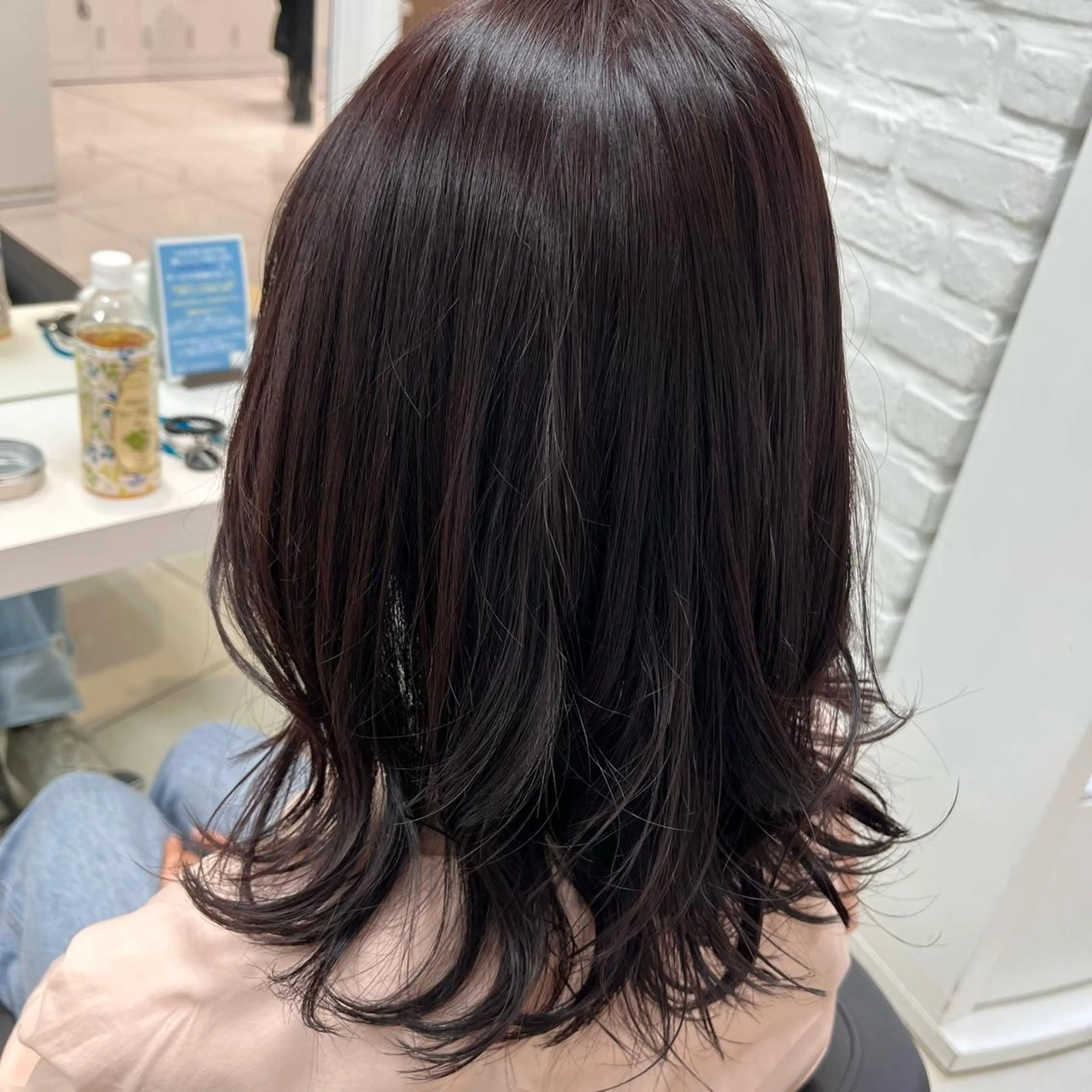 ミディアム カラー ラベンダーカラー ピンクカラー ピンクラベンダー 【センターパート/ マッシュ】ryokaのヘアスタイル