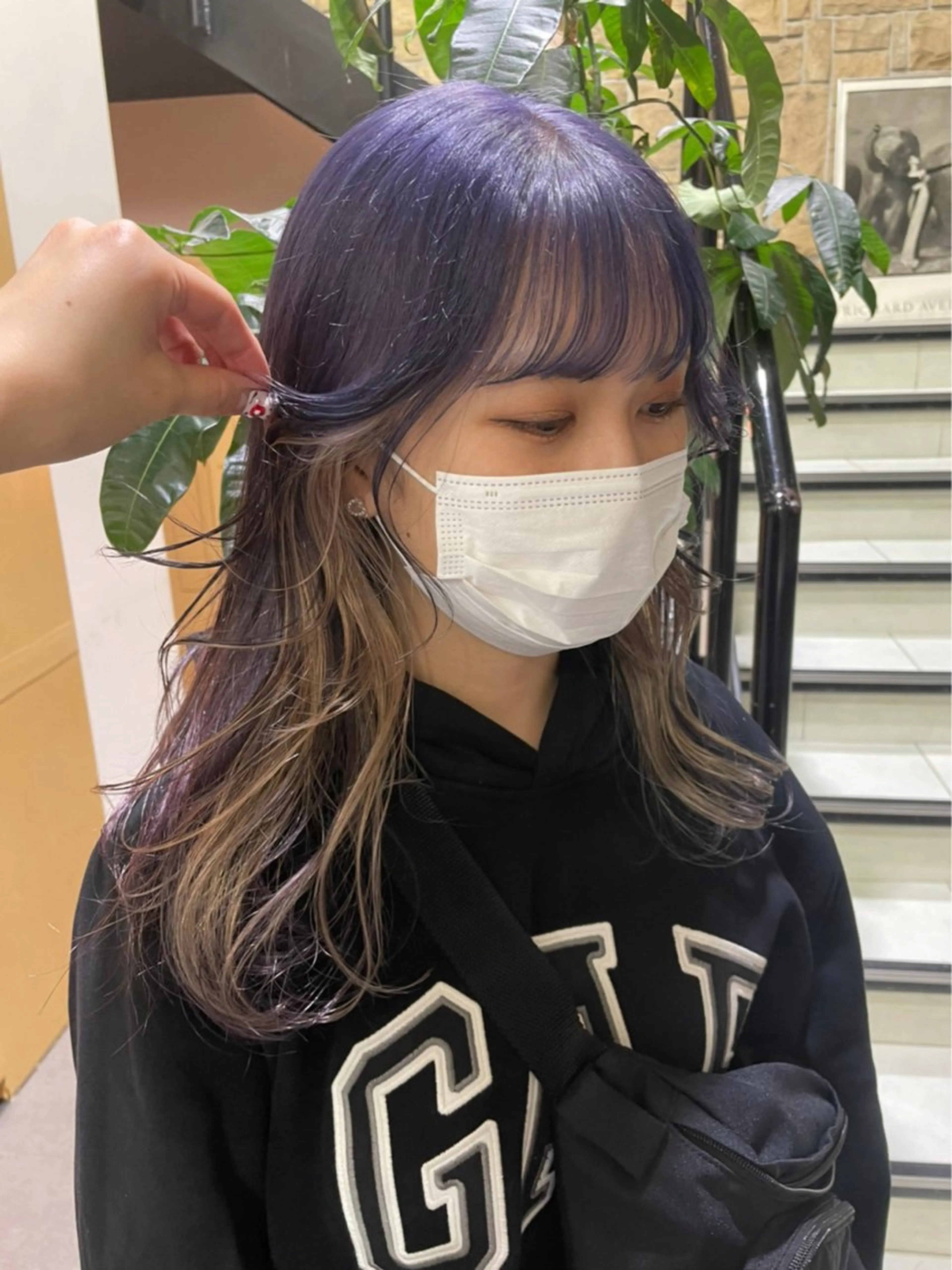 ロング カラー ヘアカラー メンズパーマ/ メッシュ📍ﾕﾘのヘアスタイル