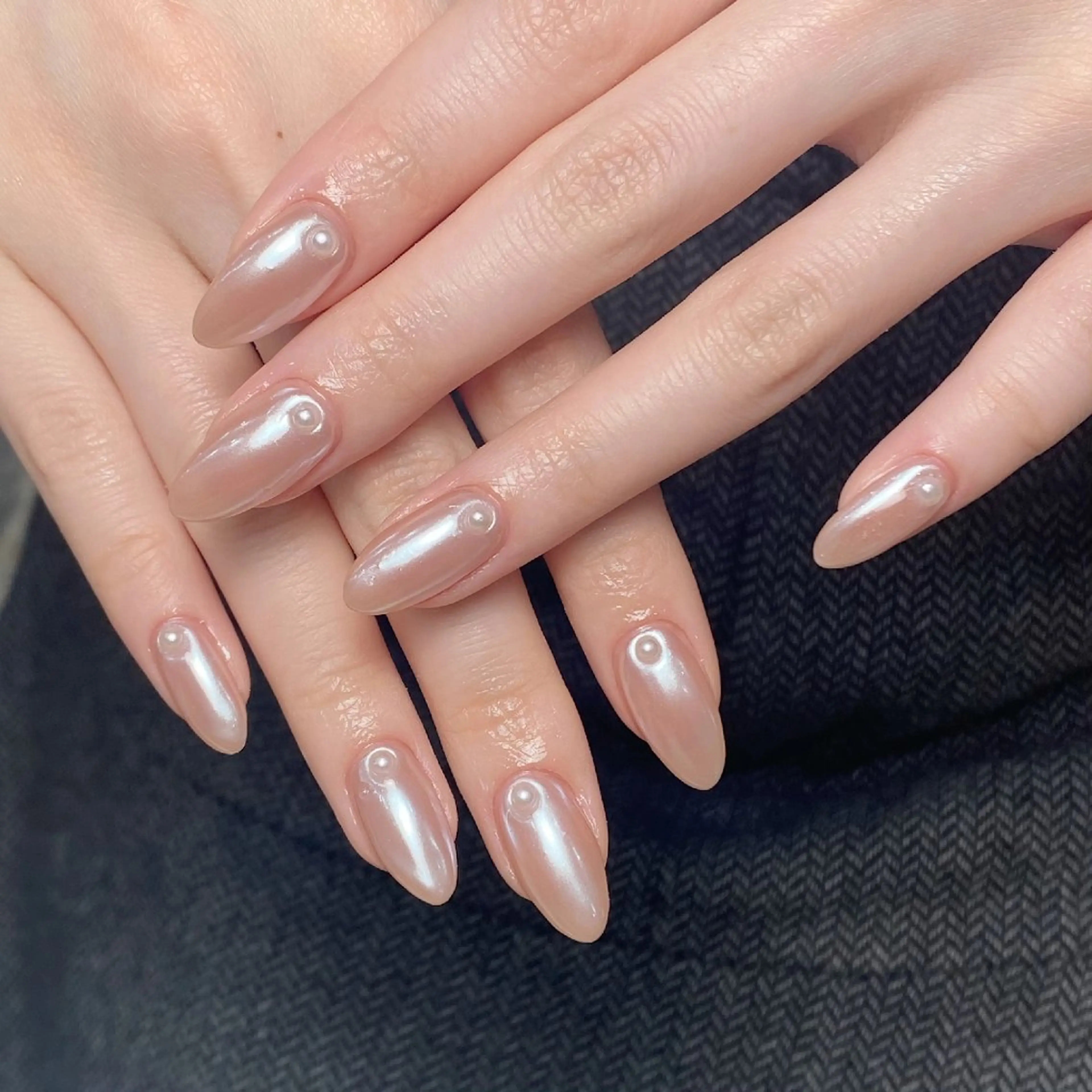 ネイル チークネイル 長さ出し フレンチネイル ジェルネイル ガーリー ハンドネイル UM Nail Salonのネイルデザイン