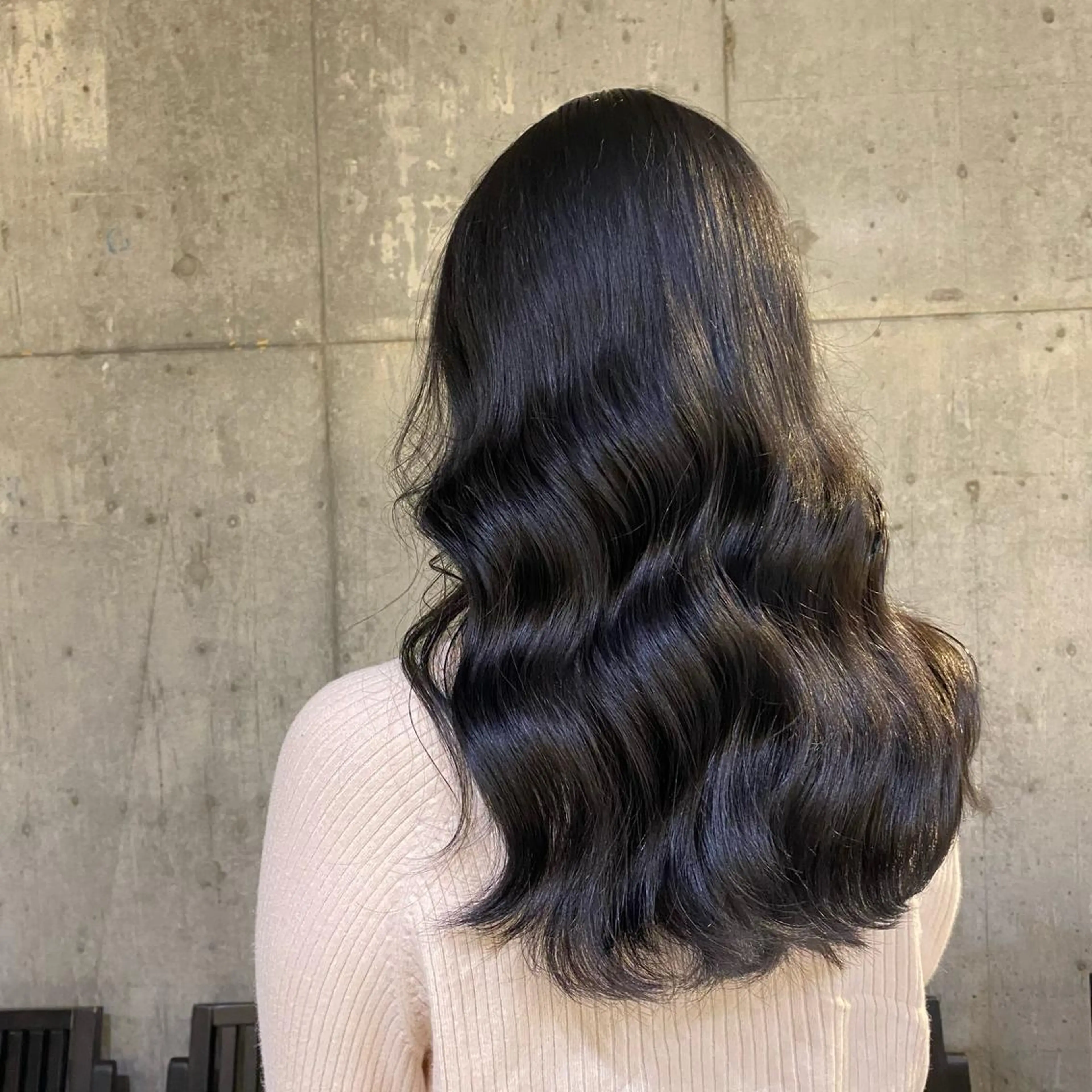 カラー アッシュ ベージュカラー 黒髪 ブルーカラー ブルーブラック ヘアカラー トリートメント ヘアセット 透明感/韓国風 🤍moeka🤍のヘアスタイル