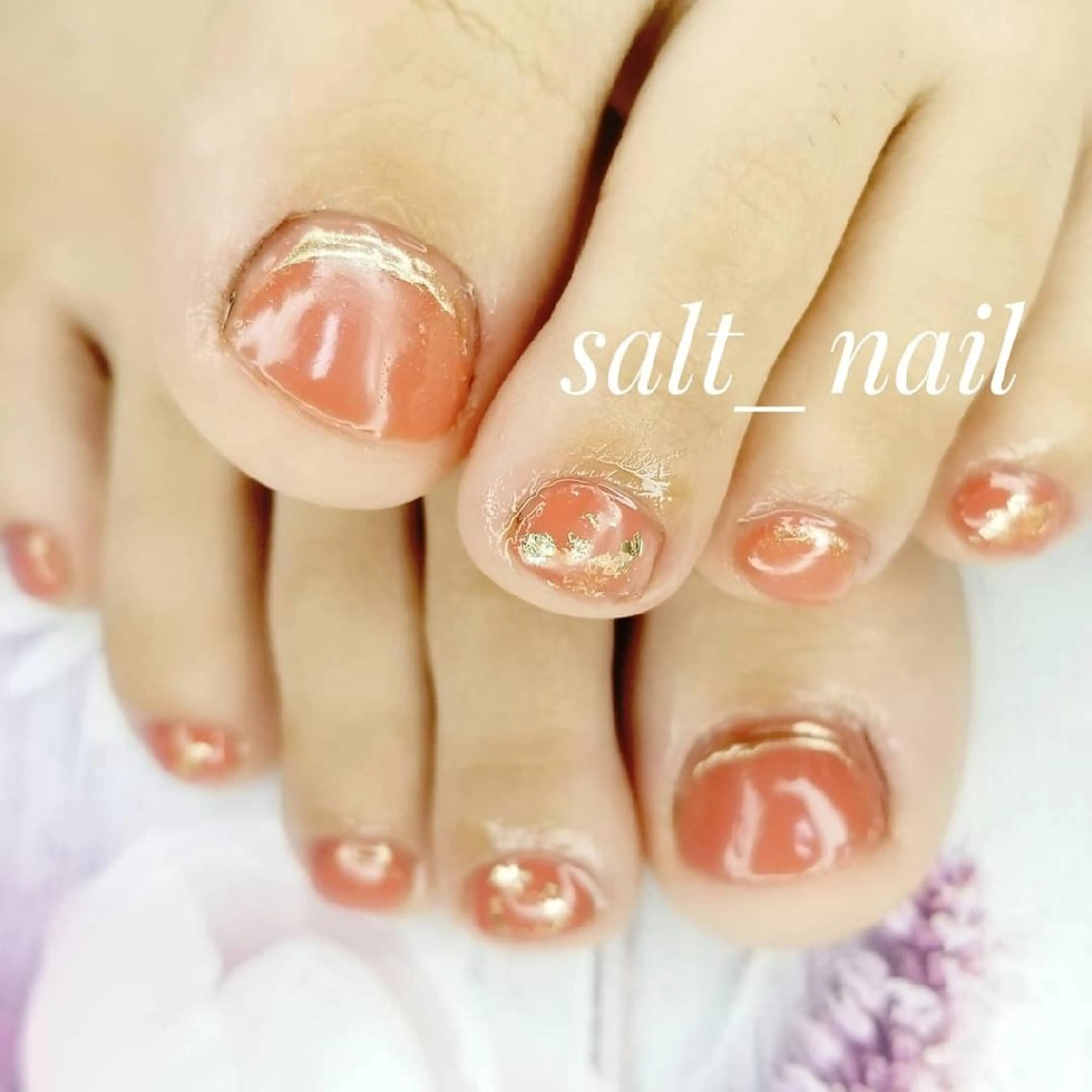 ネイル ミラーネイル オレンジ 個人サロン saltnailのネイルデザイン