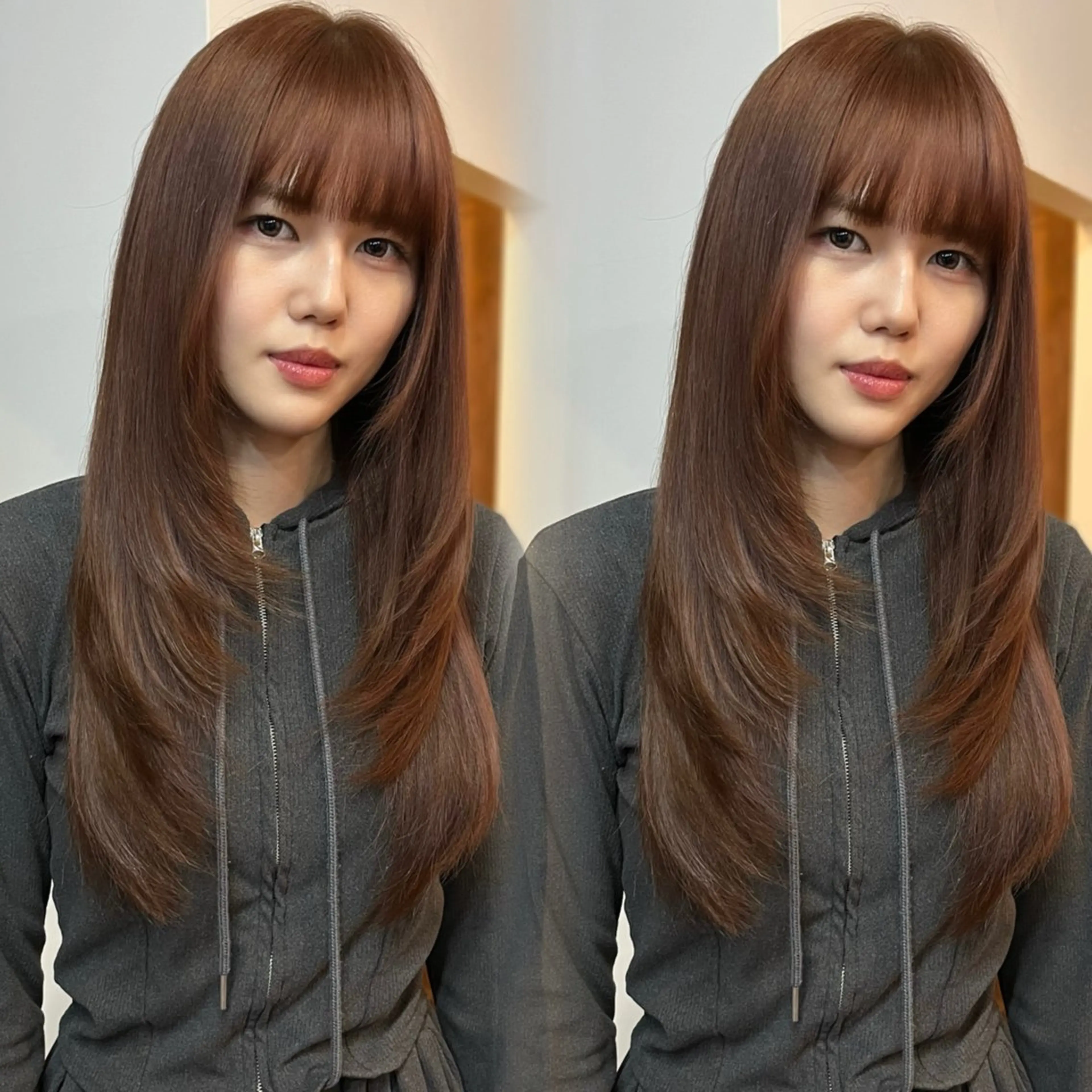 セミロング カラー ブリーチ ダブルカラー ブリーチなしカラー レイヤーカット ヘアカラー hono/ボブ/ ハイトーン/ベージュのヘアスタイル