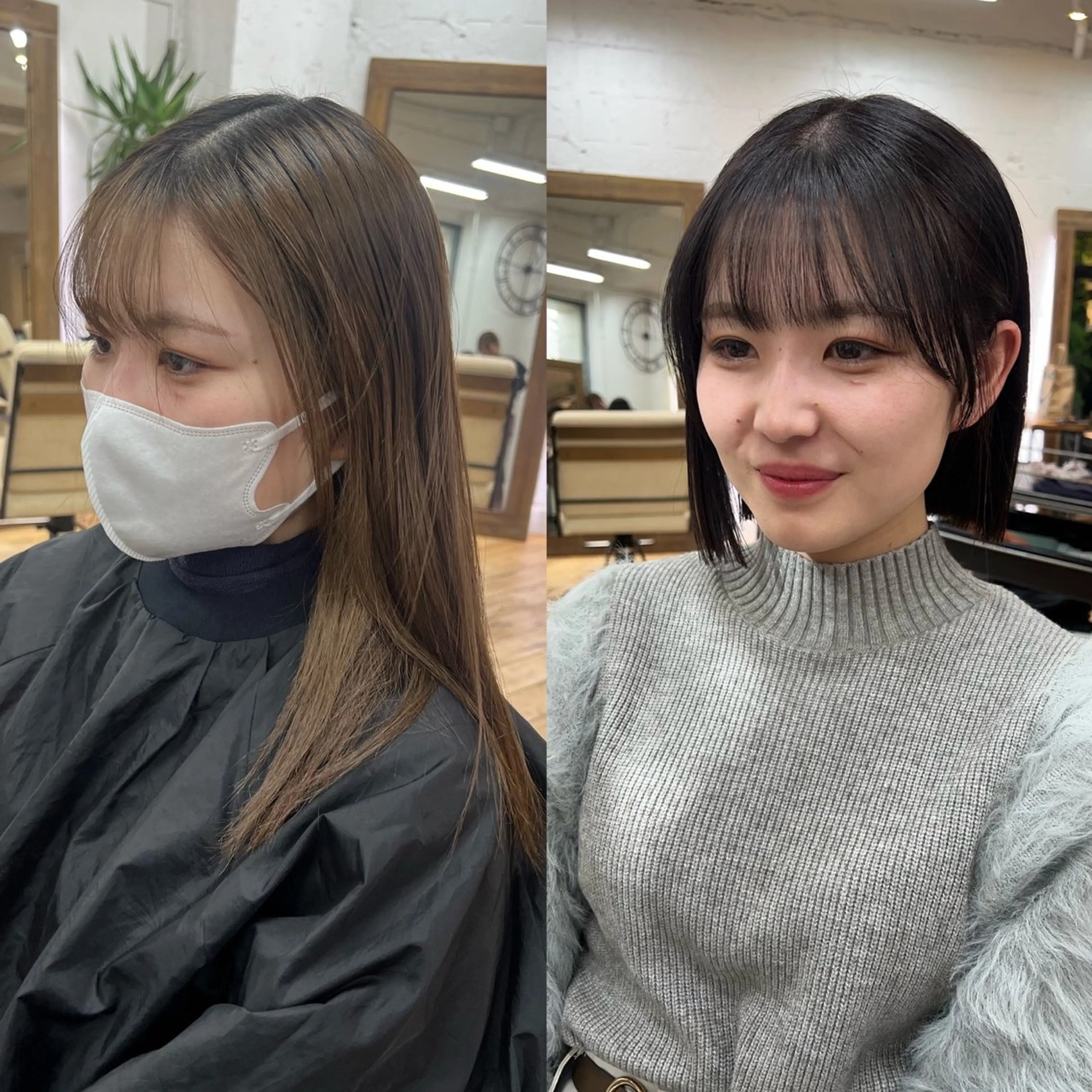 ショート 切りっぱなしボブ ボブ カット ヘアカラー 🩶韓国/似合わせ/ さわ🩶のヘアスタイル