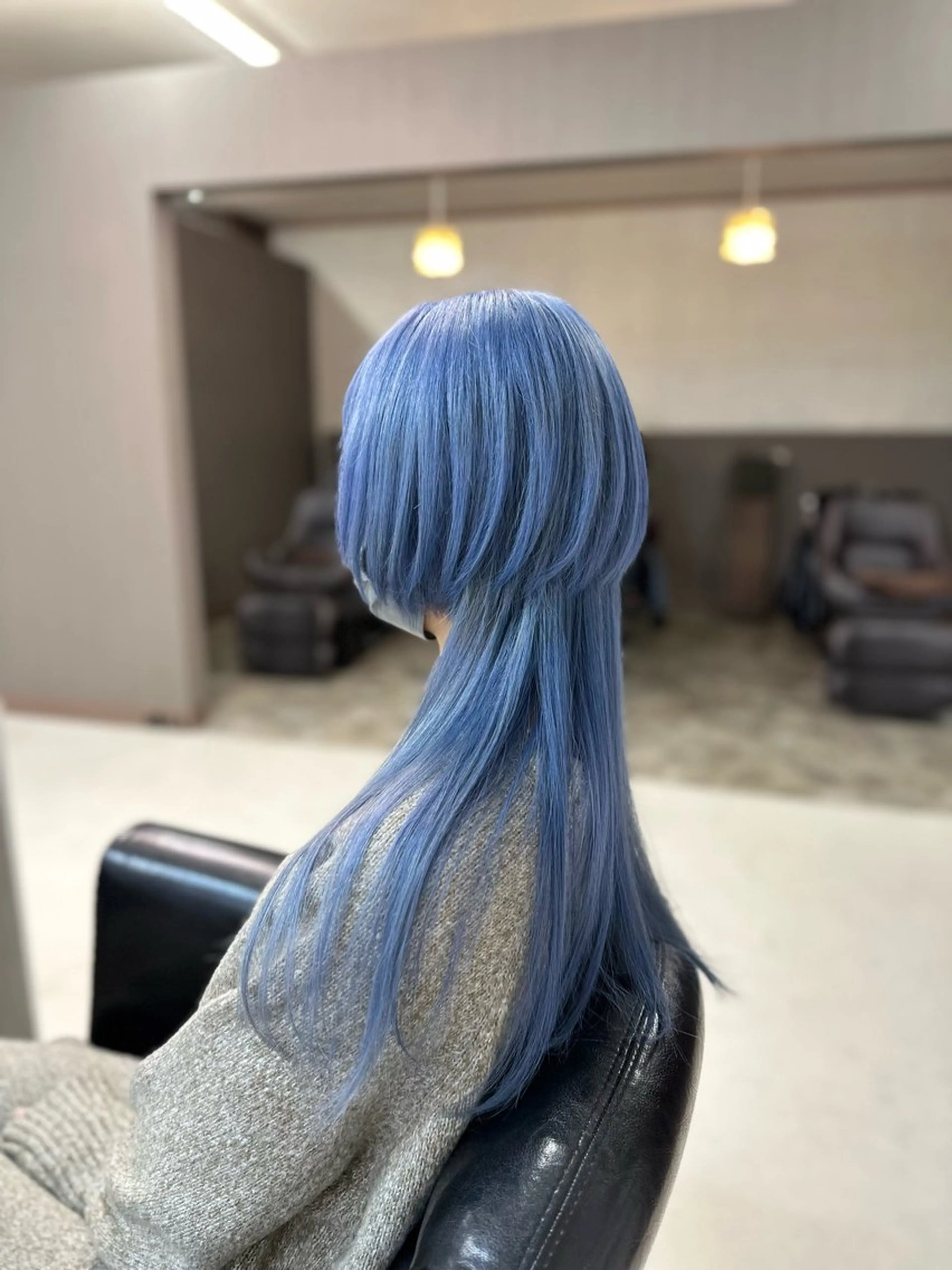 ロング カラー ブルーカラー ダブルカラー ウルフカット ヘアカラー トリートメント YURI ✨のヘアスタイル