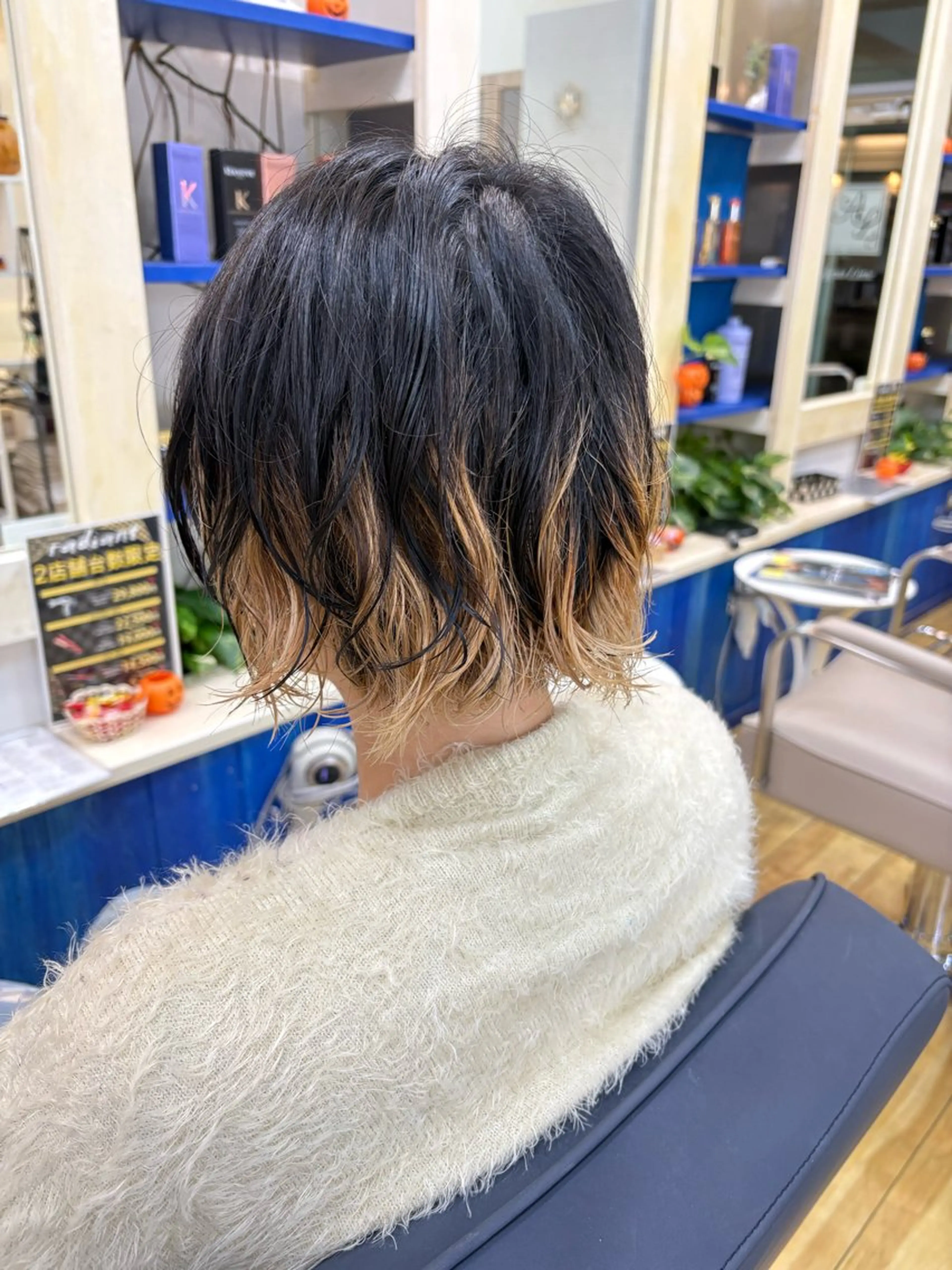 ミディアム カラー パーマ ヘアアレンジ ミディアムパーマ ブリーチ デジタルパーマ パーマ 細川武琉/艶カラー /Aqua limeのヘアスタイル