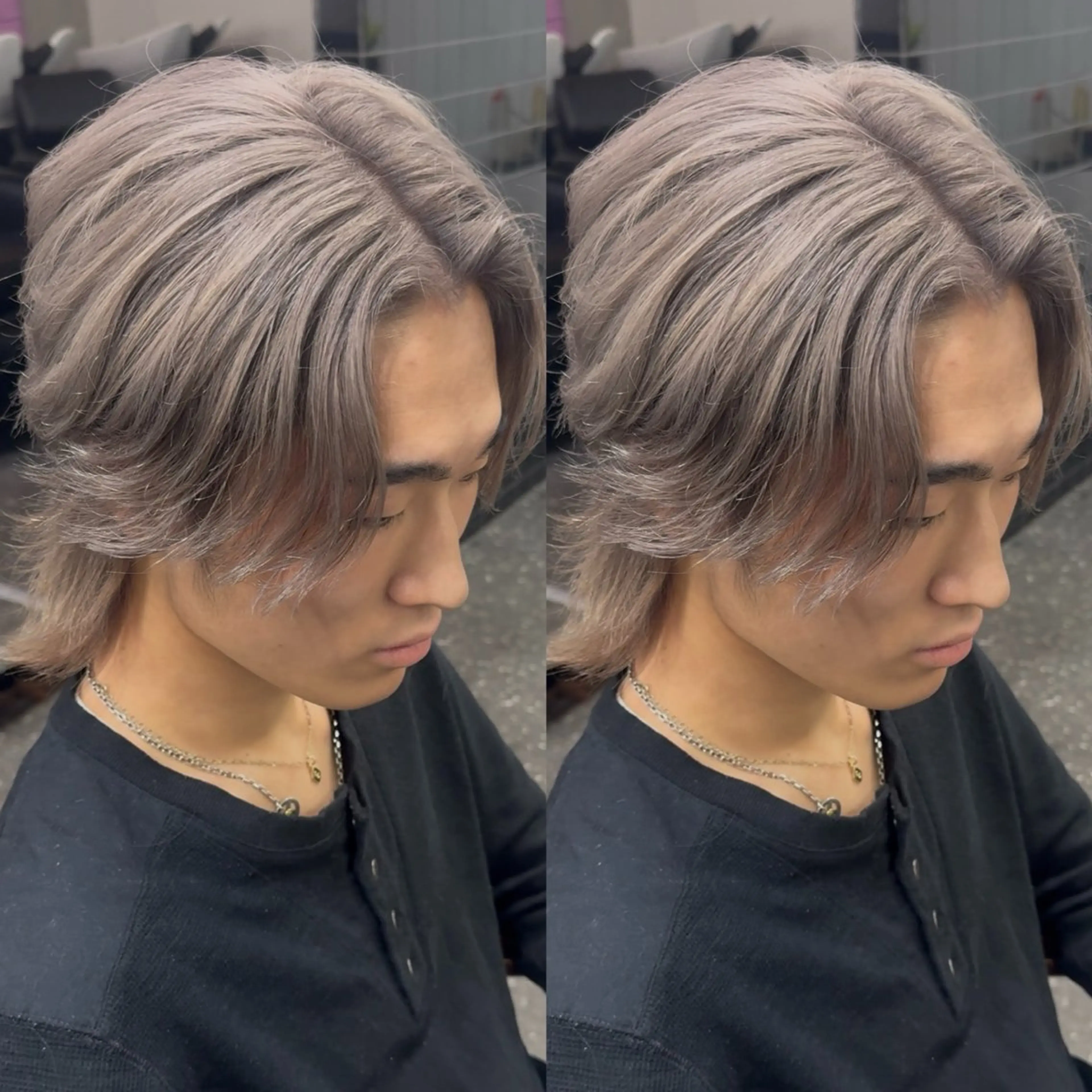 ショート カラー メンズ メンズブリーチ メンズ韓国風 メンズウルフカット ブリーチ シルバー カット ヘアカラー トリートメント 新宿/髪質改善支持率 Ｎｏ．1💍yasuのヘアスタイル