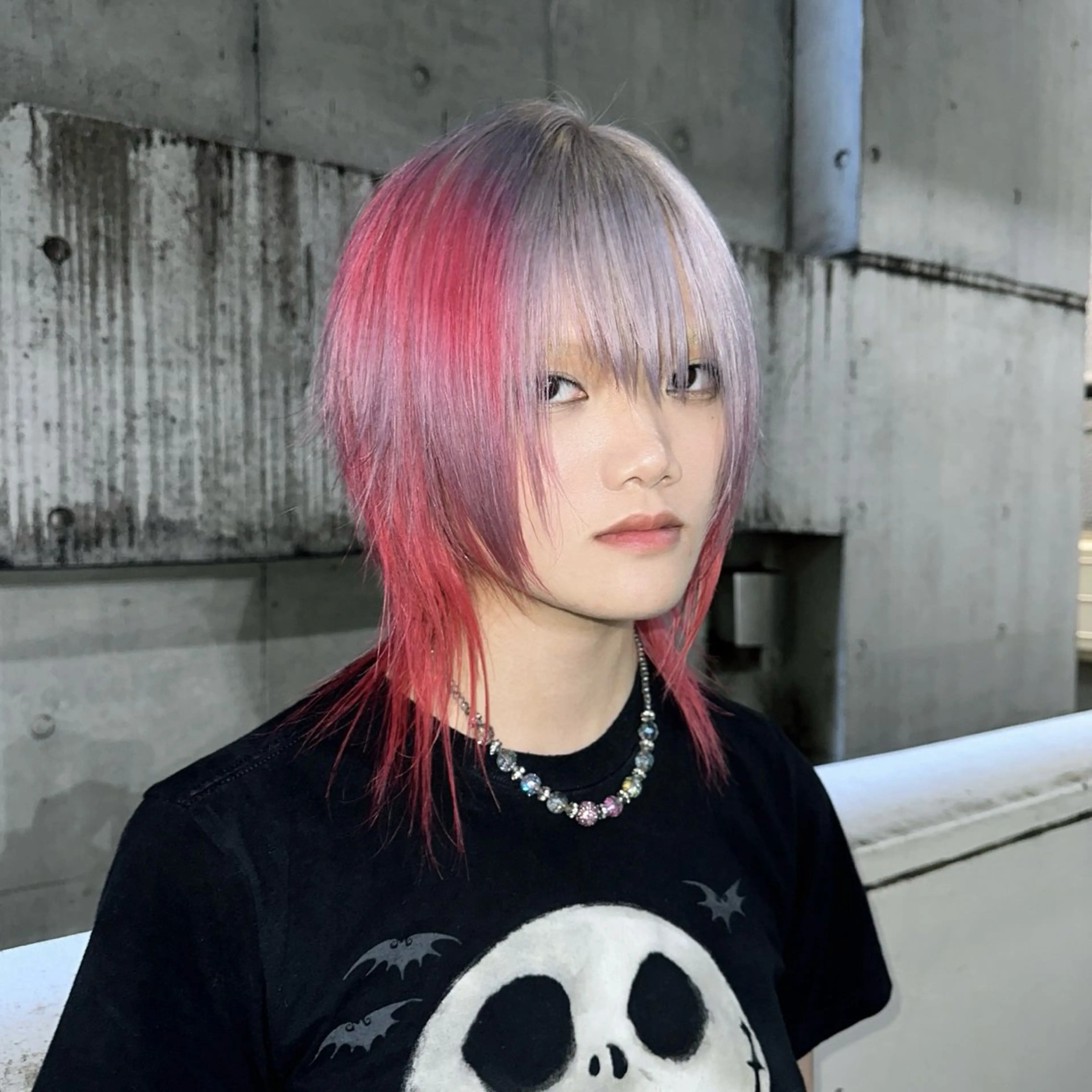 ミディアム カラー ヘアカラー ハイトーン/ウルフ /エクステ/ましろのヘアスタイル