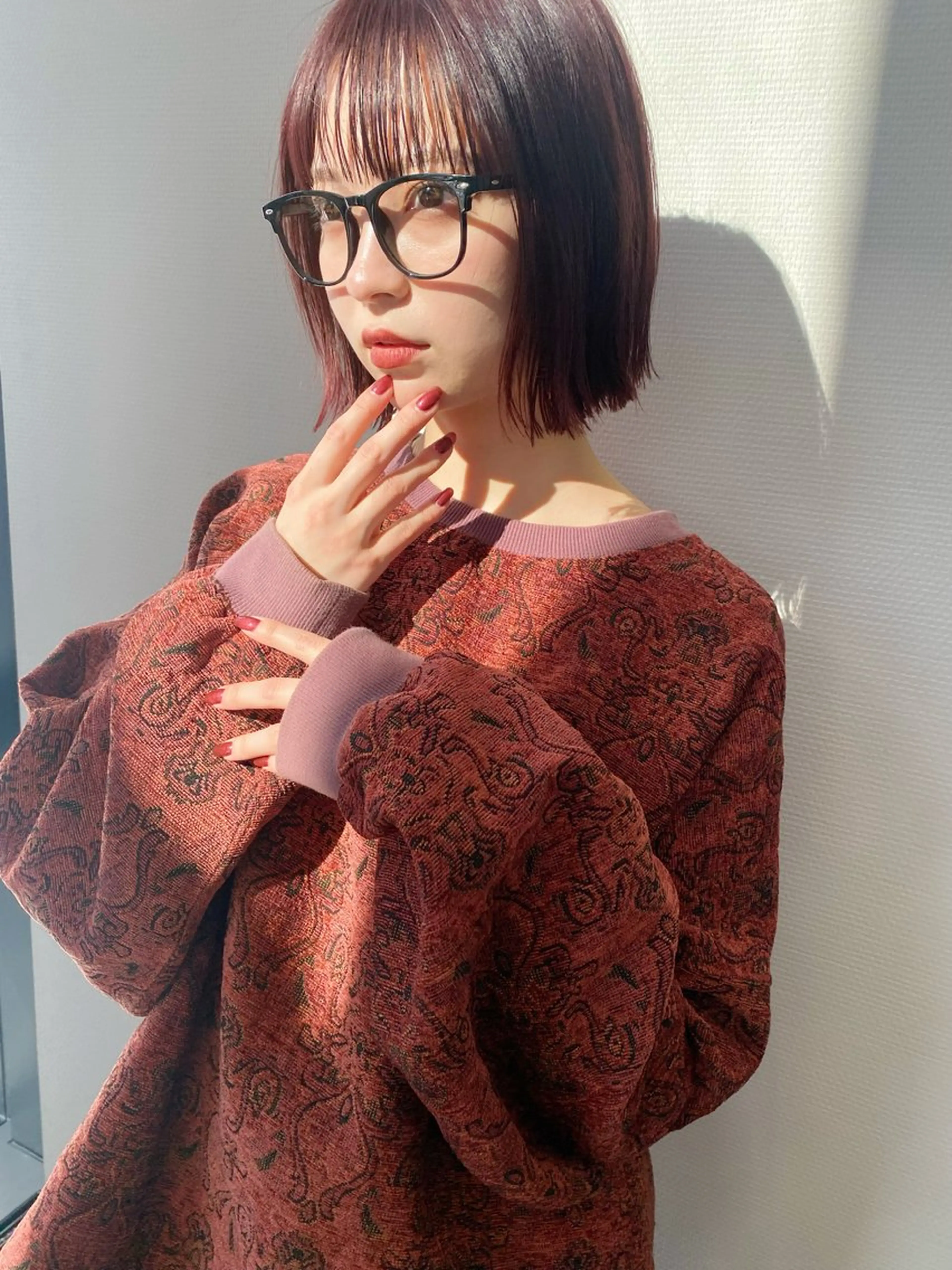 ショート カラー ヘアアレンジ キッズ レッドカラー ボブ 外ハネヘア ZEEN所属・東田 恋のヘアスタイル