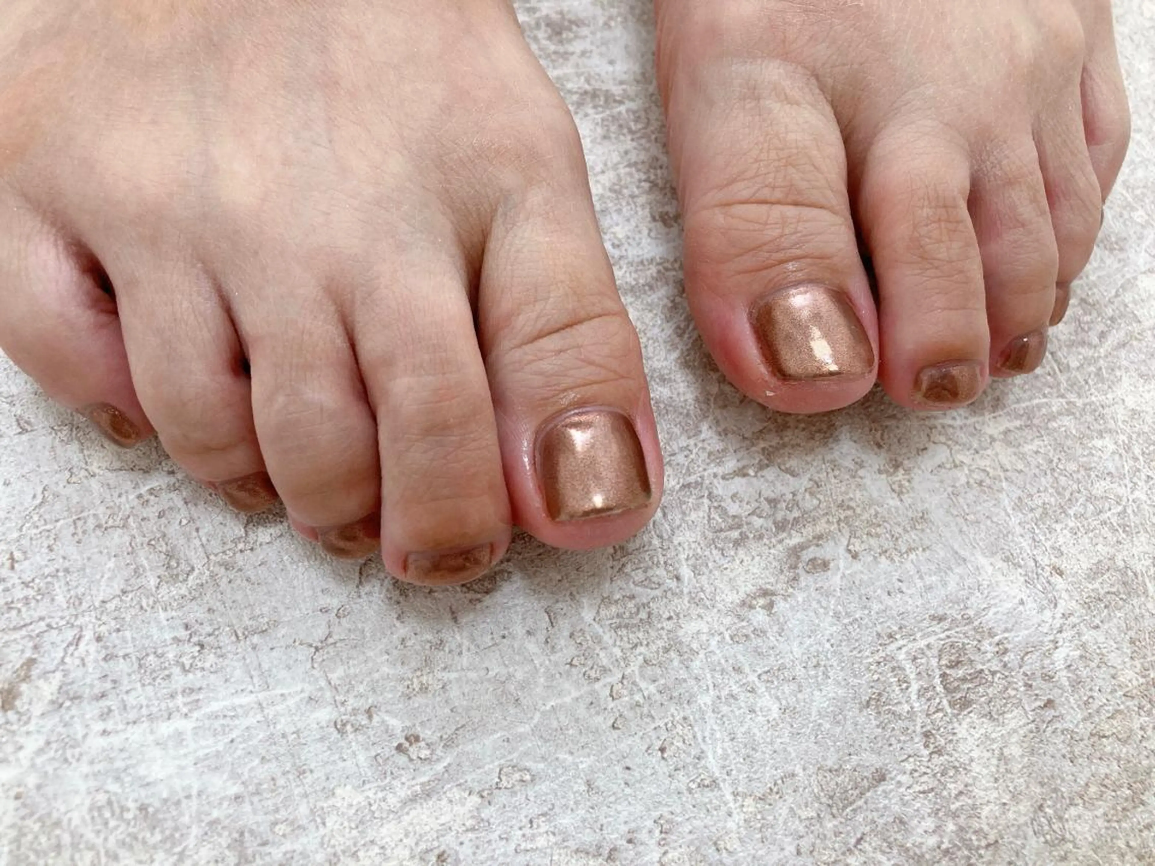 ネイル ブラウン フットネイル ミラーネイル フットネイル Mogu nail 二子玉川のネイルデザイン