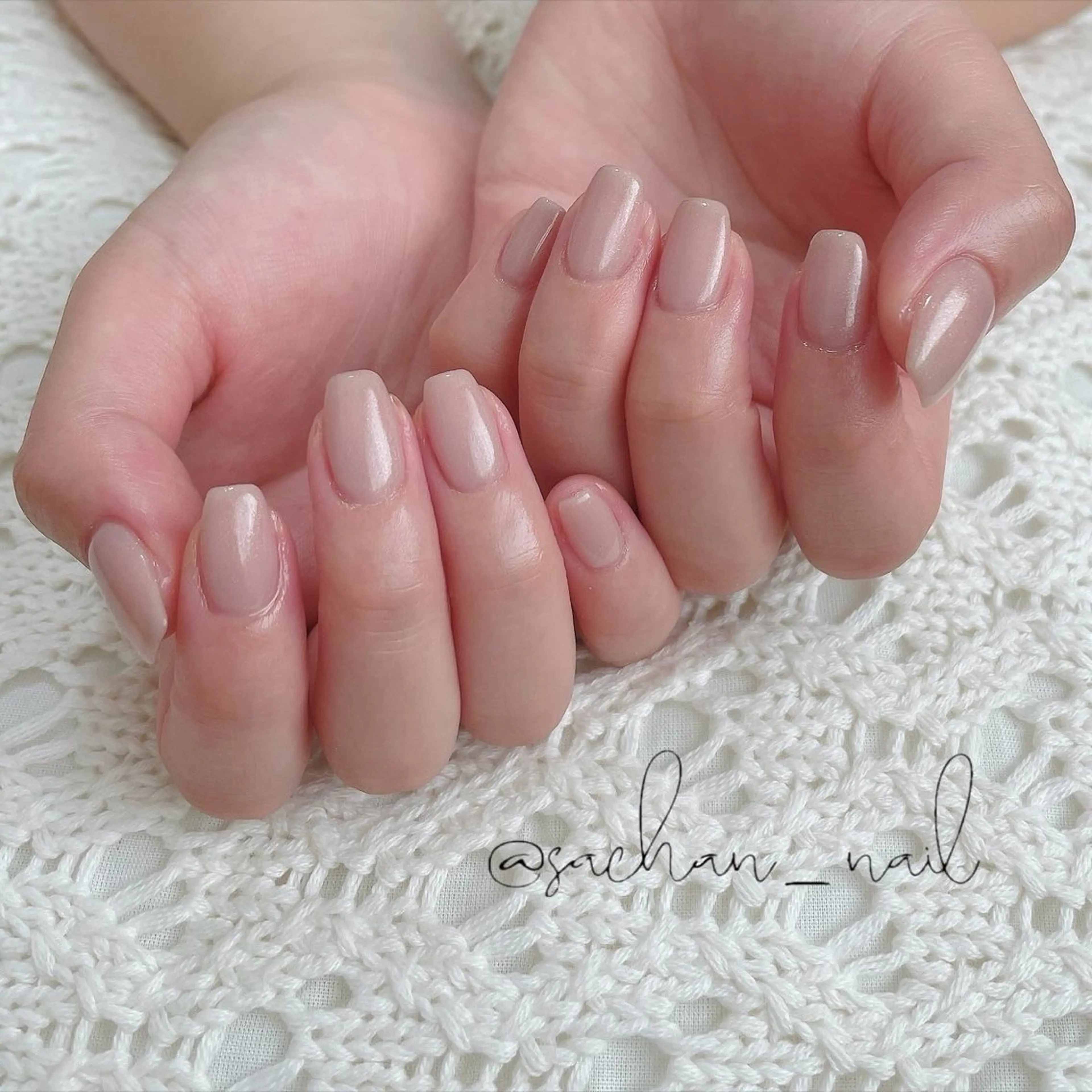 ネイル ラメ(グリッター) ワンカラーネイル ピンク ハンドネイル Sukegawa Satsukiのネイルデザイン