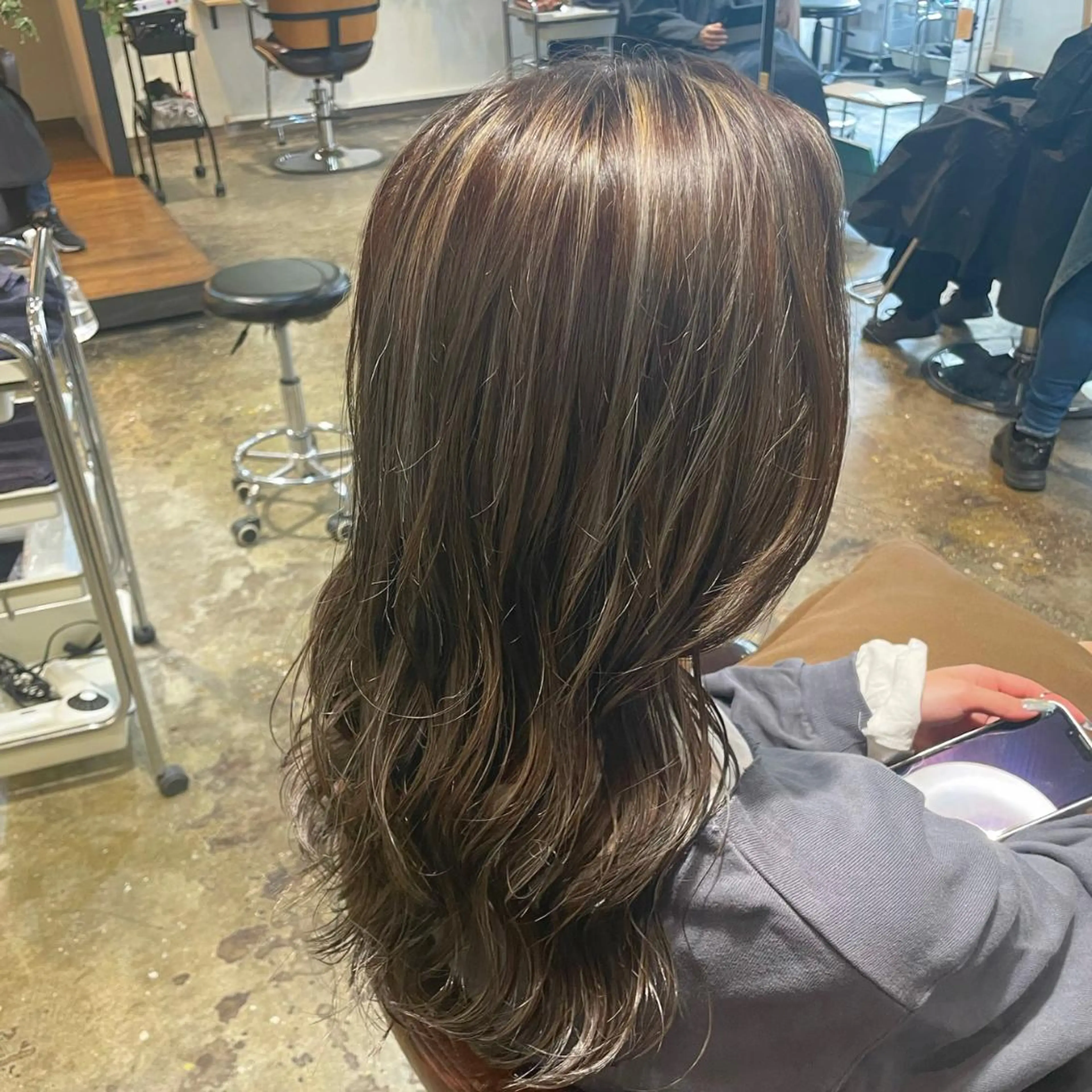 セミロング カラー ヘアアレンジ ハイライトカラー ハイライト 🇰🇷韓国ｽﾀｲﾙ ﾚｲﾔｰ/ayanaのヘアスタイル