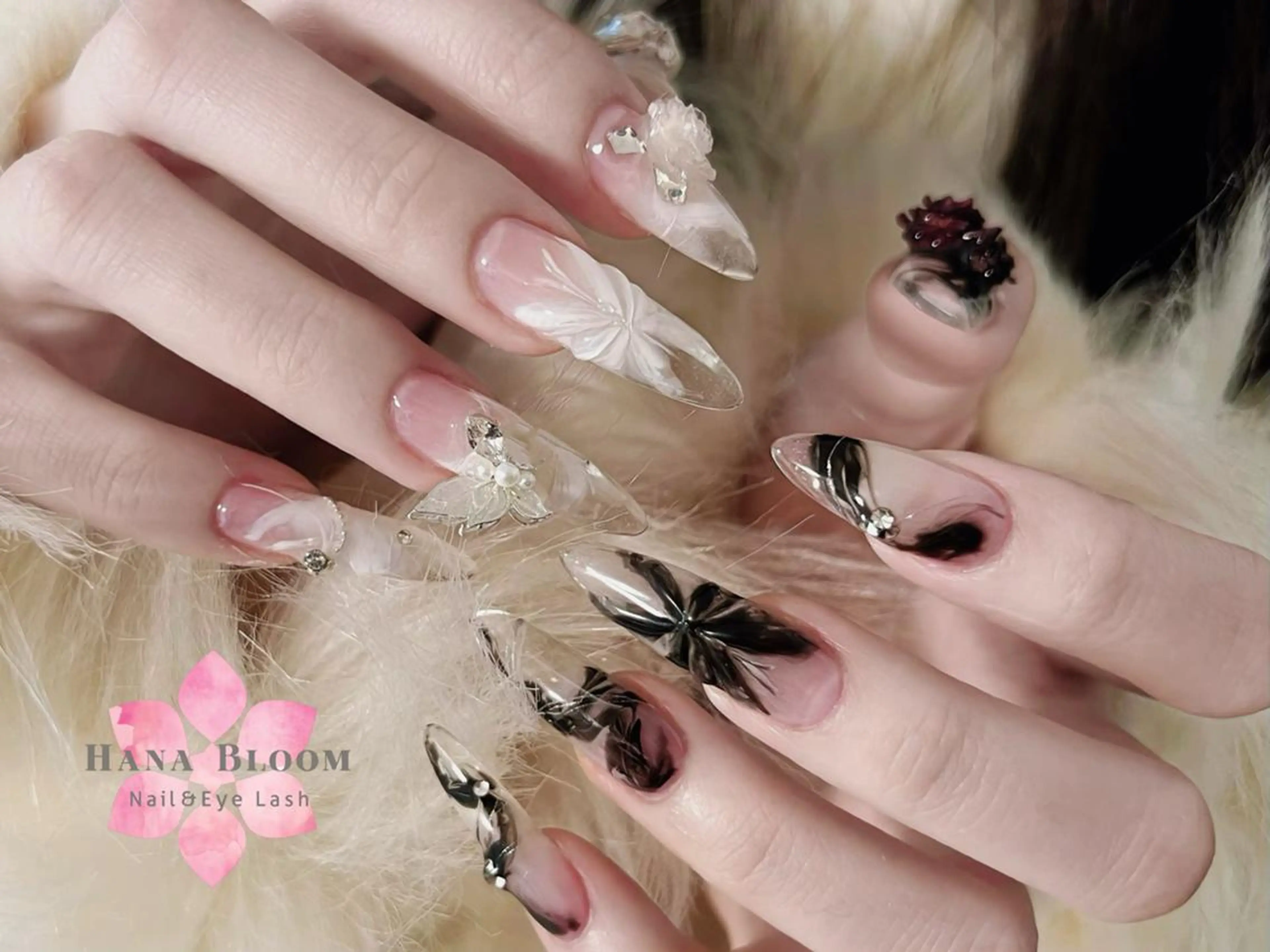 ネイル 長さ出し フレンチネイル ジェルネイル マグネットネイル ミラーネイル ハンドネイル ハンドケア Hana Bloom Nail💗YUIのネイルデザイン