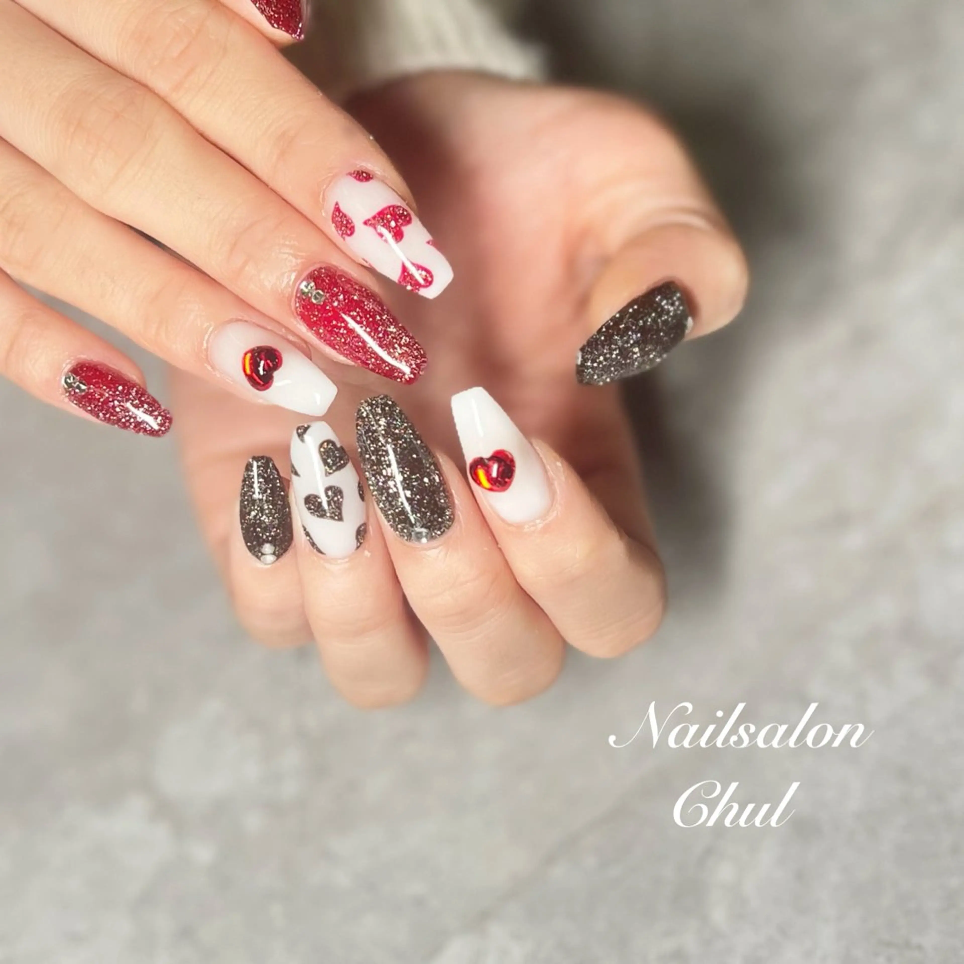 ネイル バレンタイン ハンドネイル ネイルサロン チュルのネイルデザイン