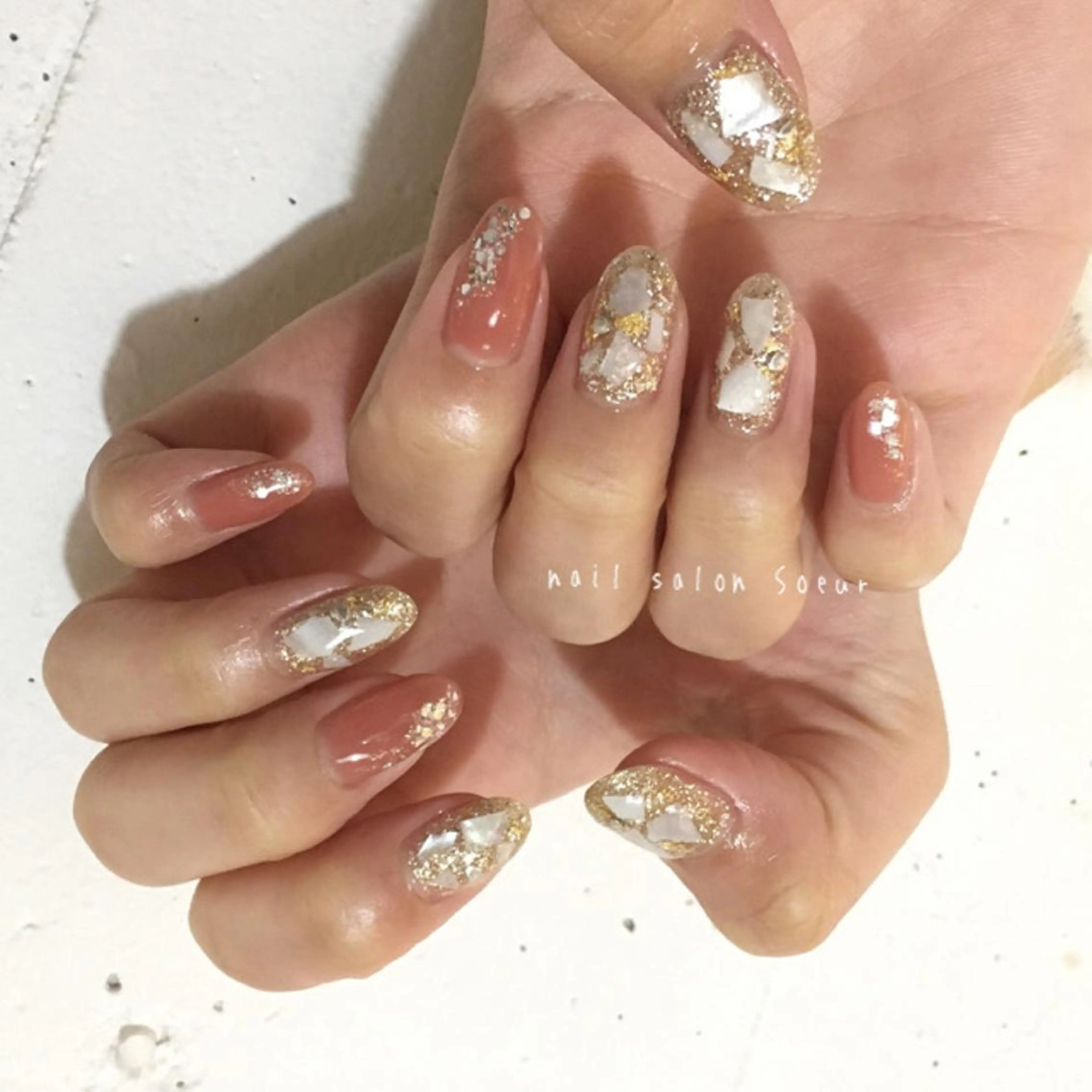 ネイル アートネイル ジェルネイル キラキラネイル 持ち込み ハンドネイル nail salon Soeurのネイルデザイン