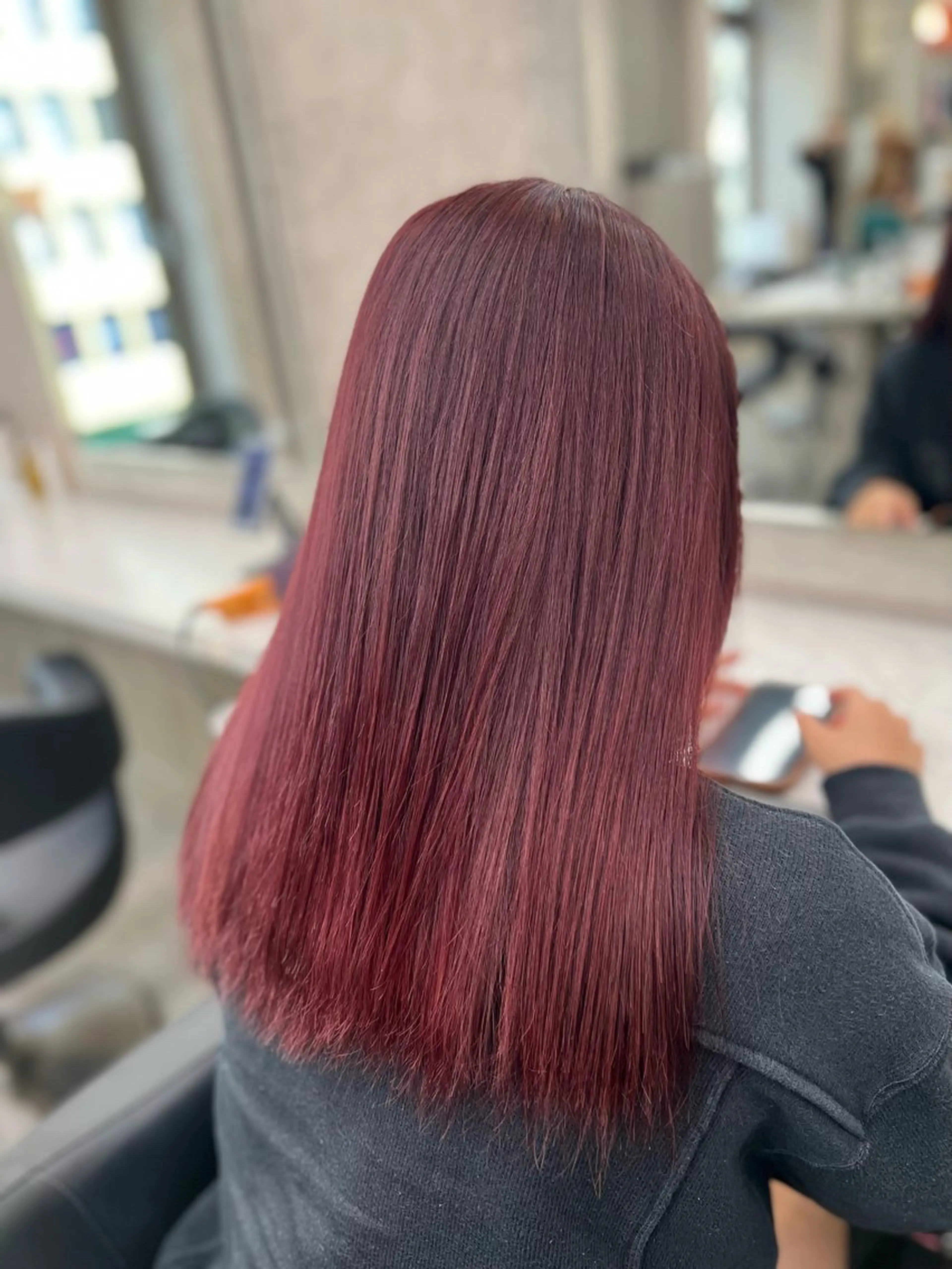 セミロング カラー ブリーチ レッドカラー 韓国レイヤーカット /REIのヘアスタイル