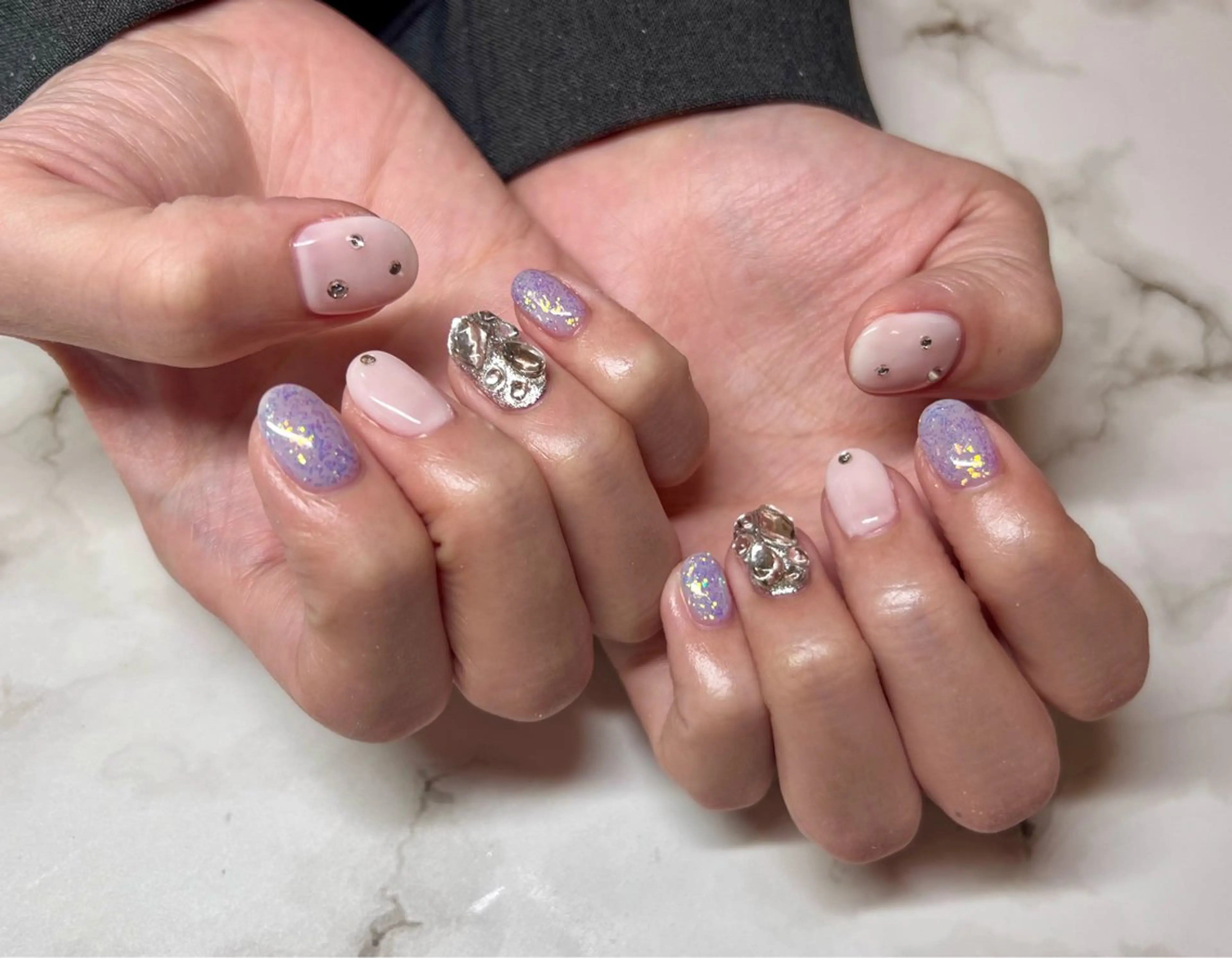 ネイル ブルー ワンホンネイル ハンドネイル いちじゅう あおいのネイルデザイン