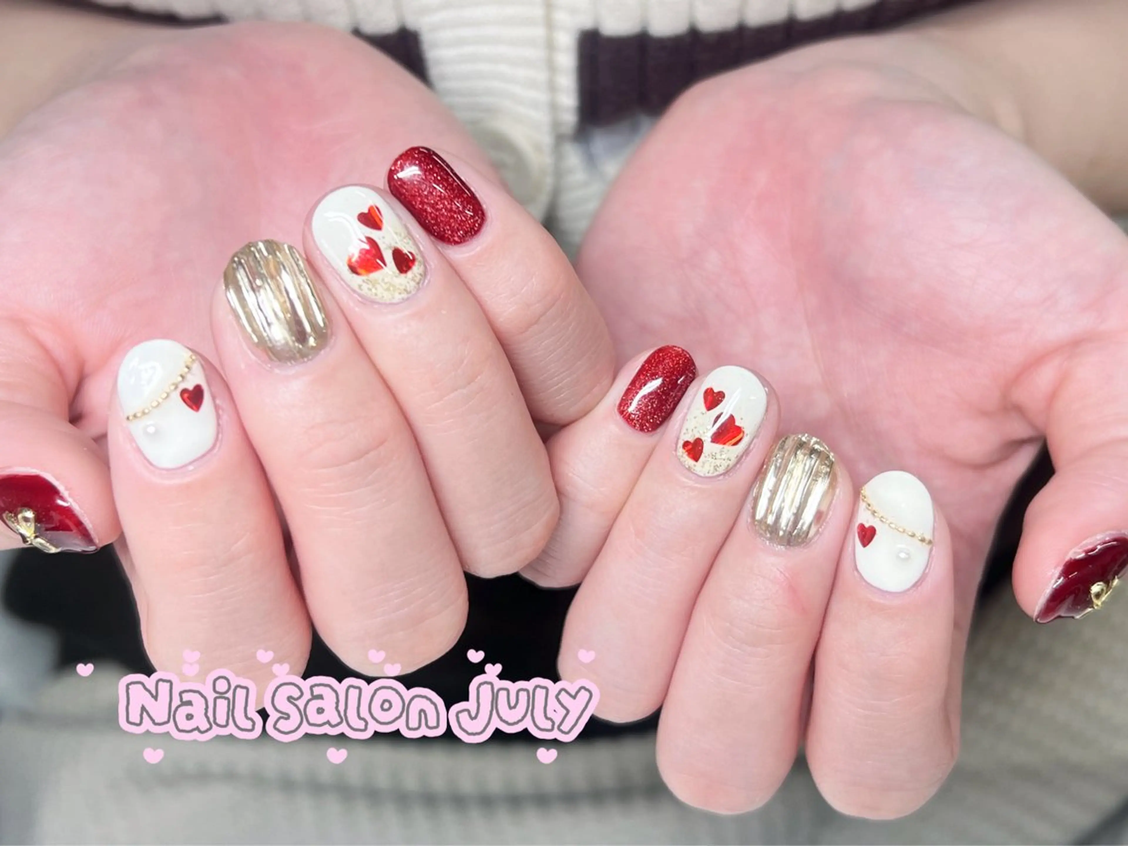 ネイル アートネイル オーロラネイル ジェルネイル ガーリー キラキラネイル ハンドネイル July モモのネイルデザイン