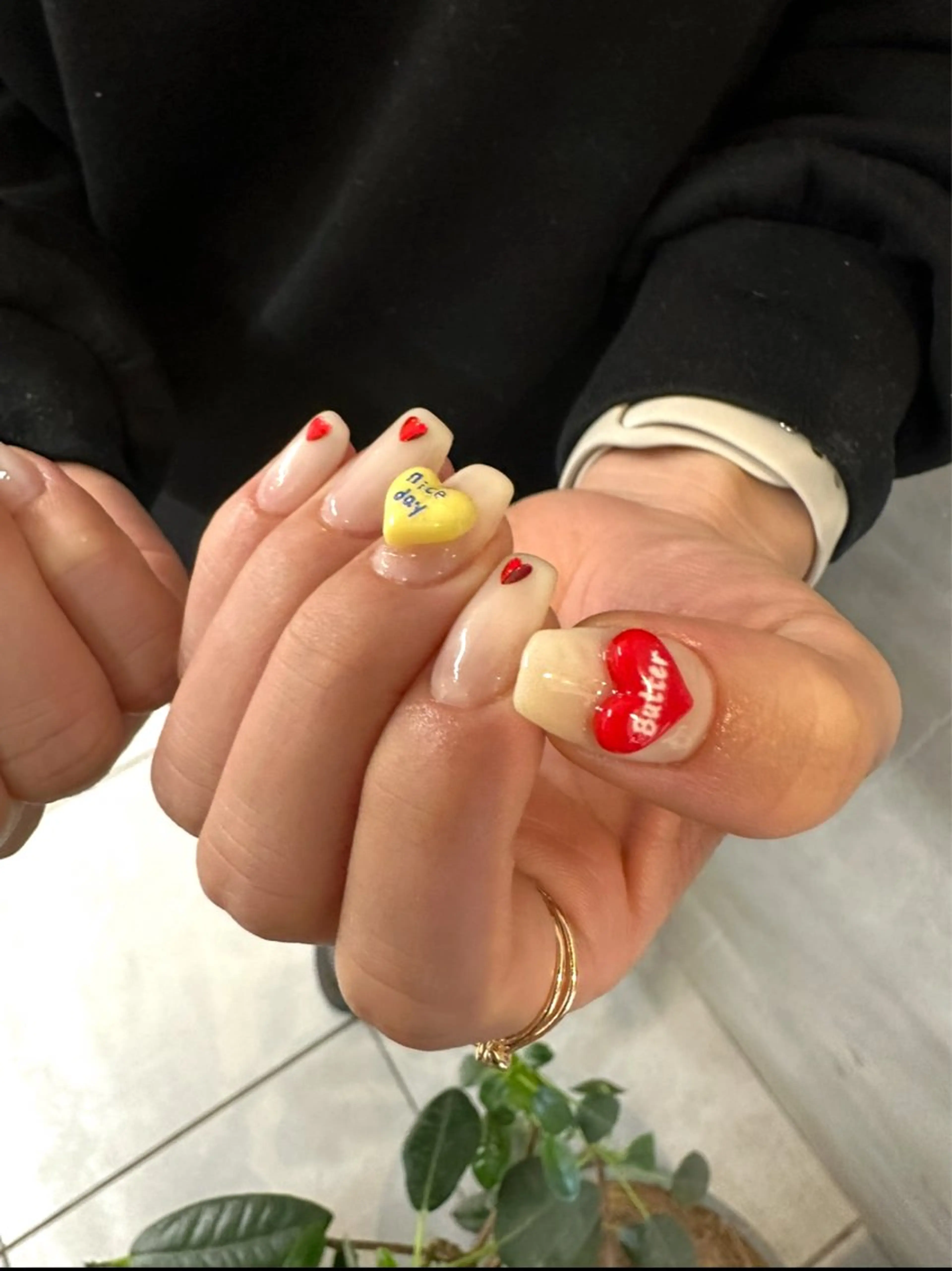 ネイル ハート ワンカラーネイル fukuyasu rikaのネイルデザイン