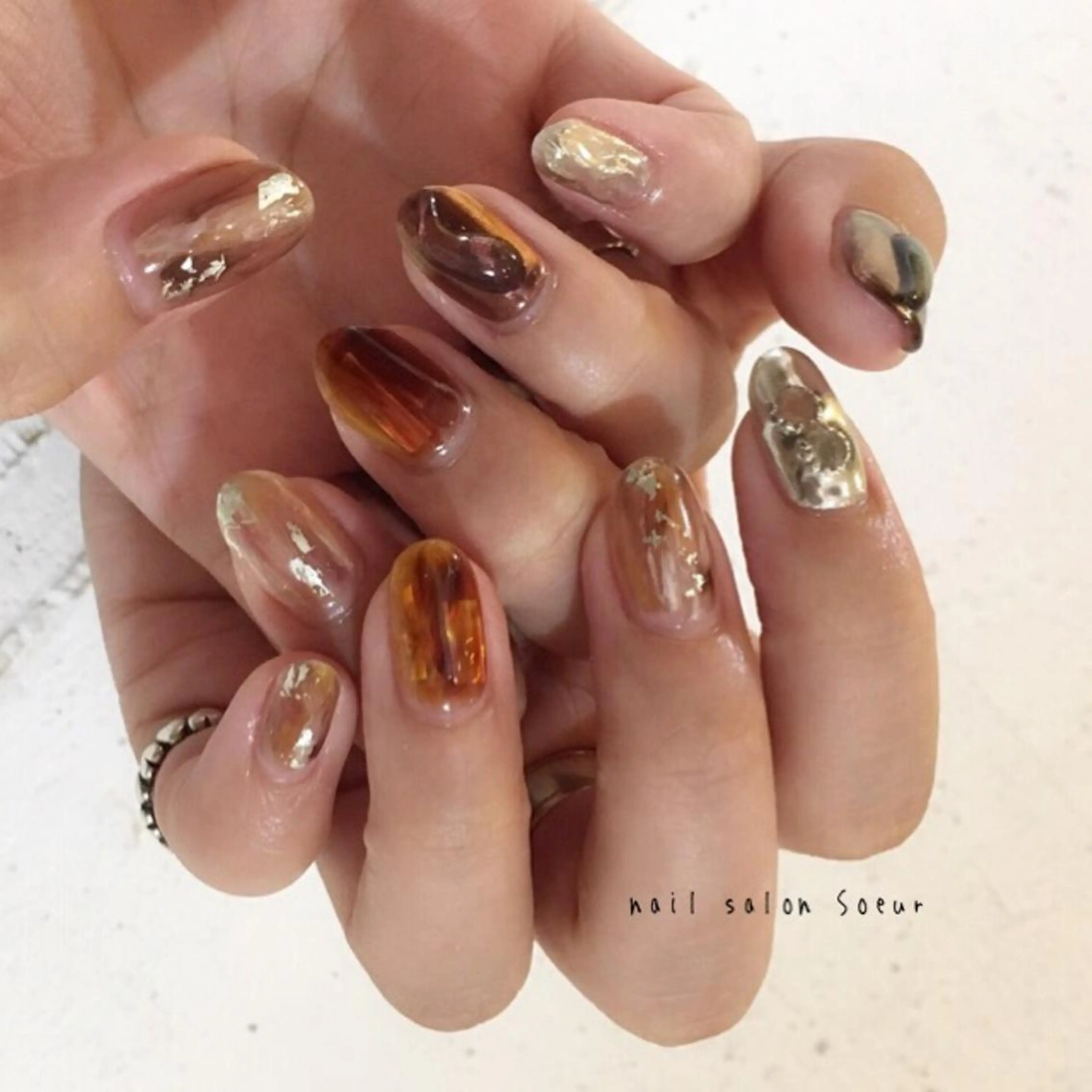 ネイル アートネイル 長さ出し ジェルネイル マットネイル ミラーネイル ハンドネイル nail salon Soeurのネイルデザイン