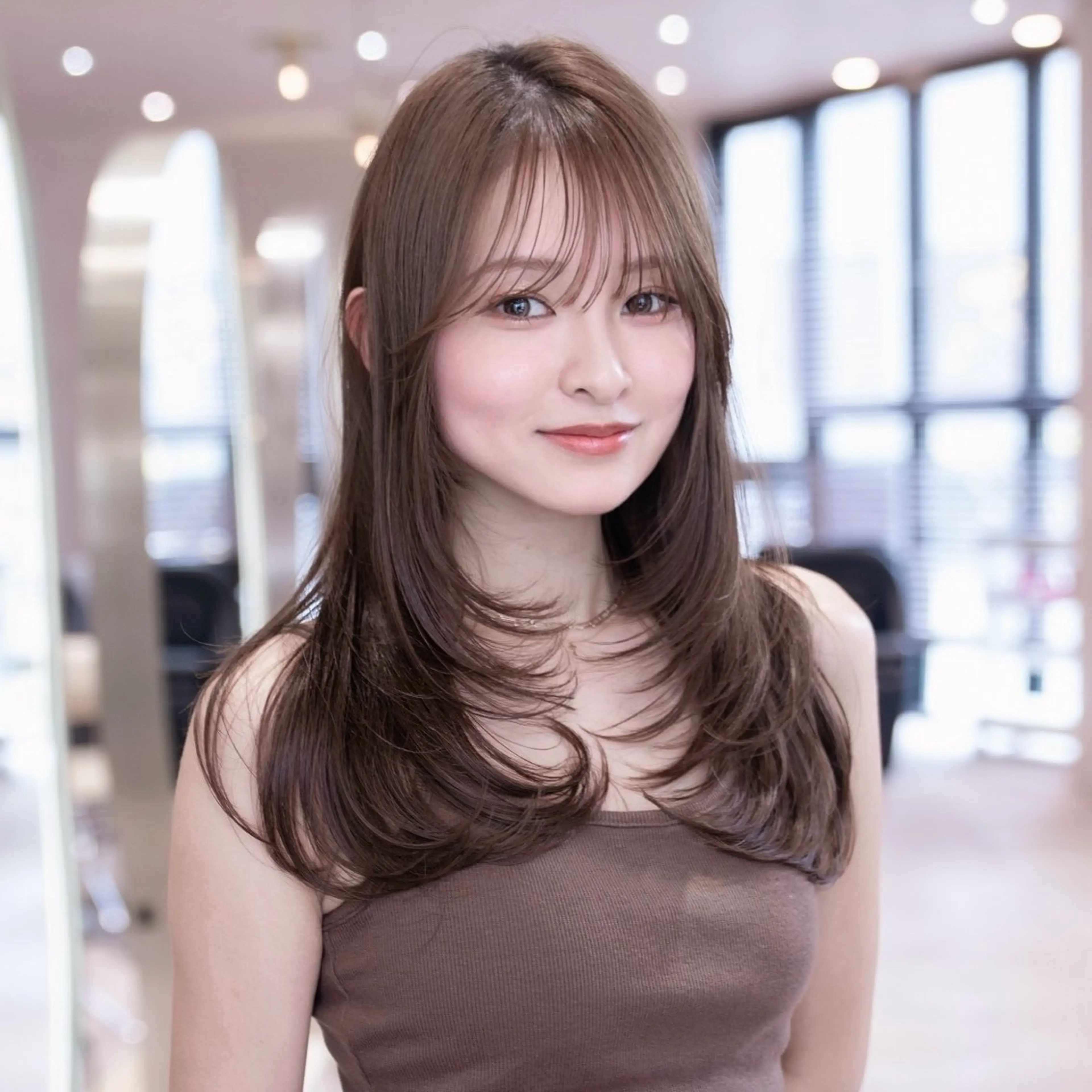 セミロング カラー 小顔カット カット 渋谷/韓国レイヤー/ 艶カラー/nanoのヘアスタイル