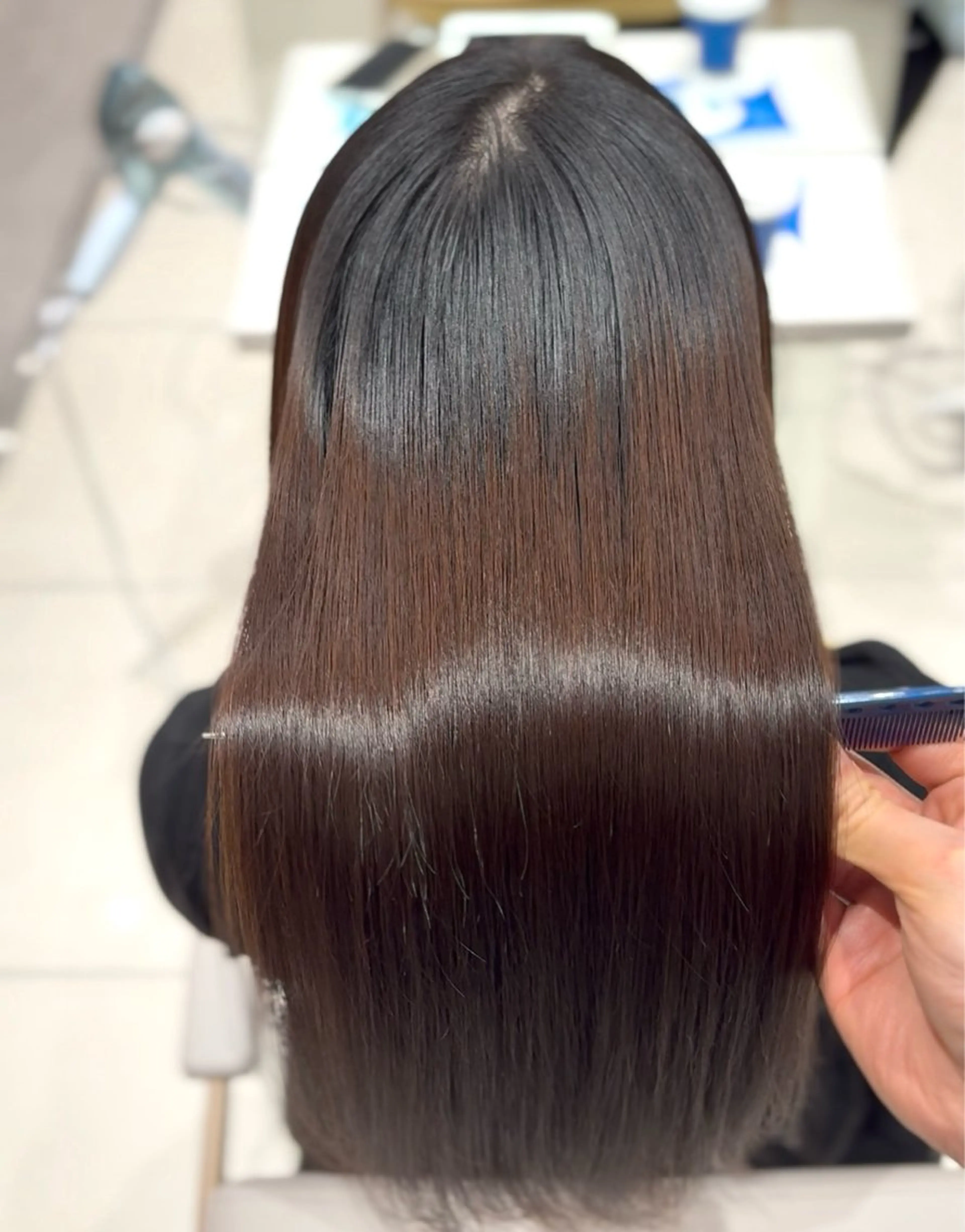 ロング パーマ 縮毛矯正 縮毛矯正 銀座/オリーブ/ 透明感カラー✨りくのヘアスタイル