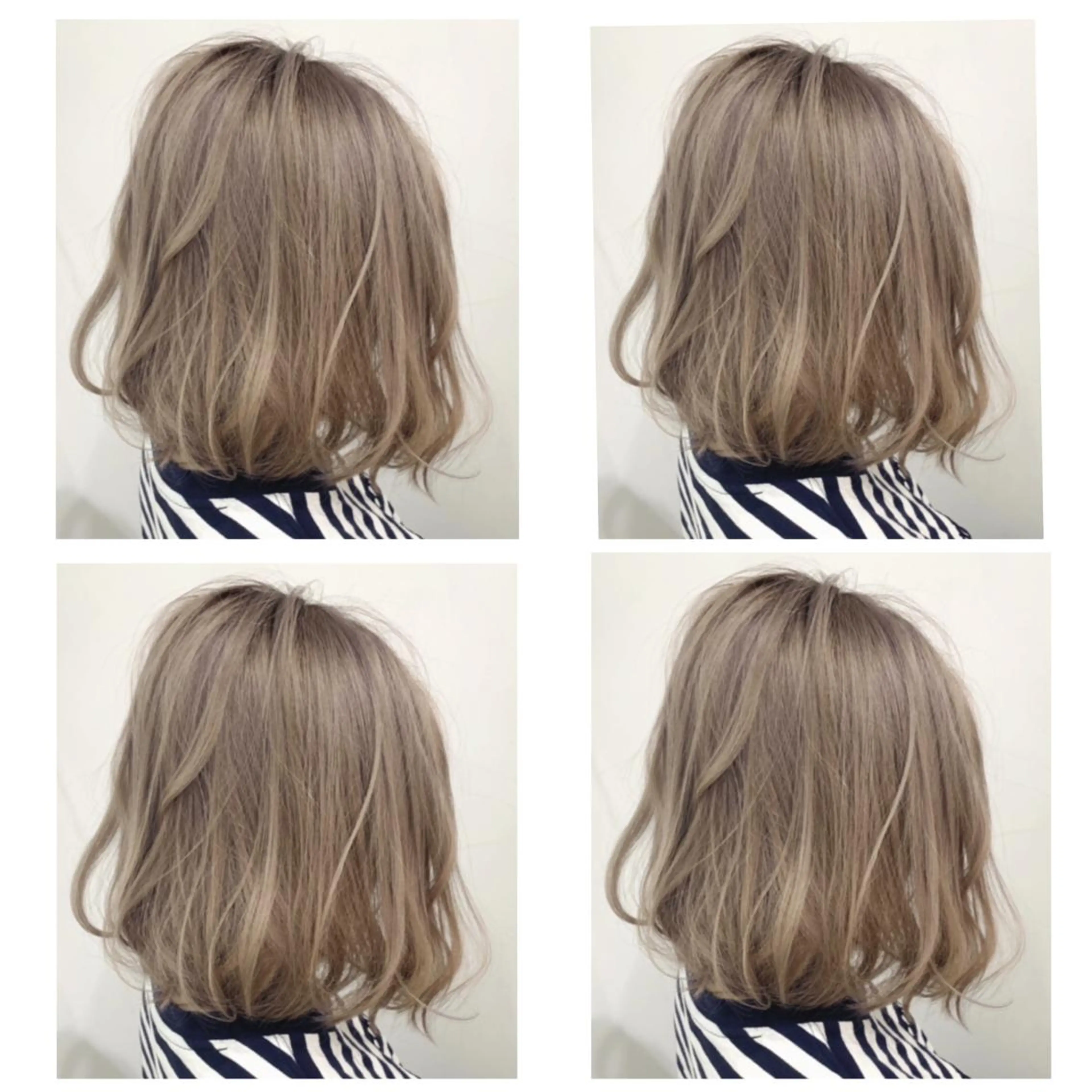 ミディアム カラー アッシュ バレイヤージュ ブリーチ デザインカラー グレージュ ヘアカラー トリートメント 京都大人女性ショート 徒歩1分/秋山のヘアスタイル