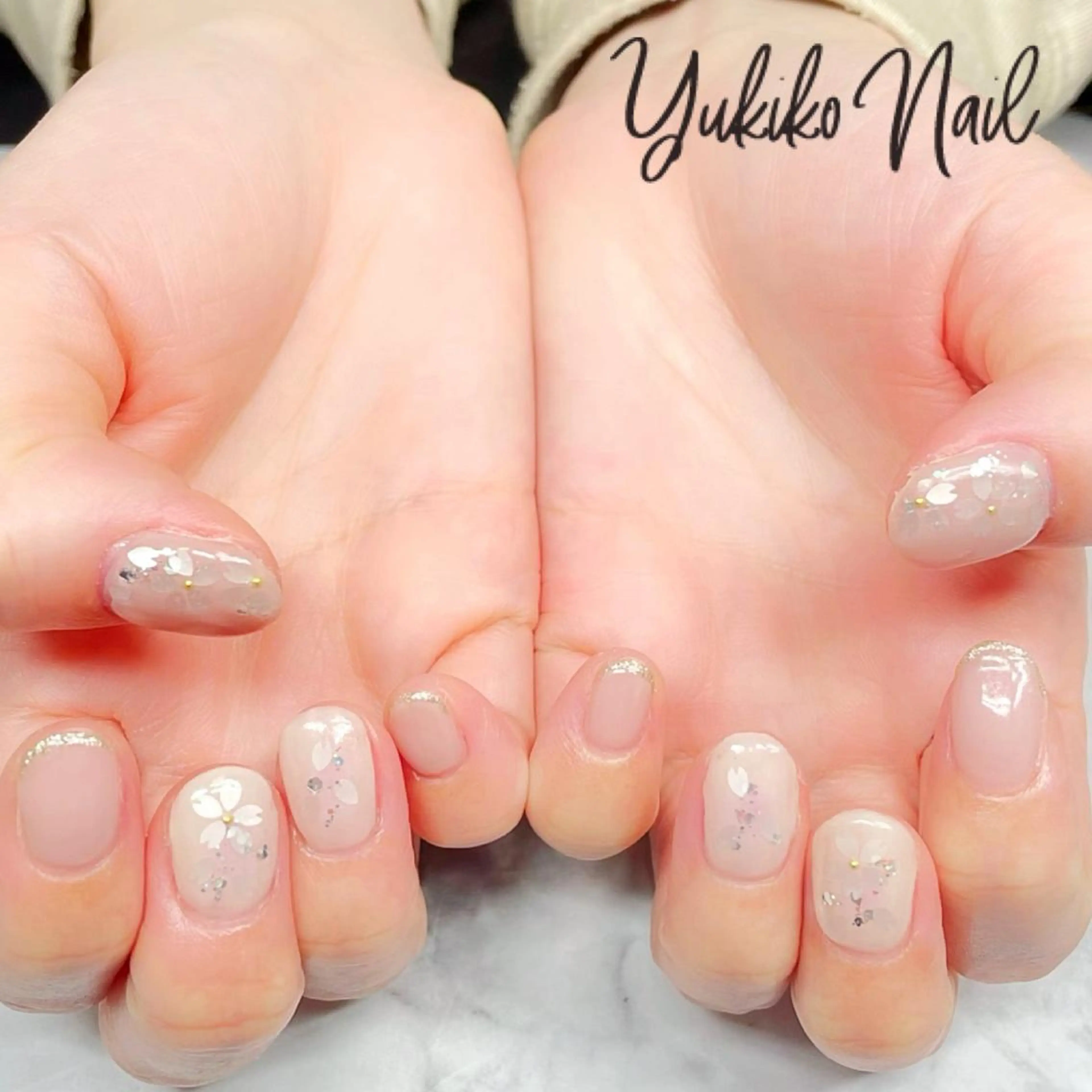 ネイル チークネイル 桜ネイル オフィスネイル 春ネイル ハンドネイル ユキコ ネイルのネイルデザイン