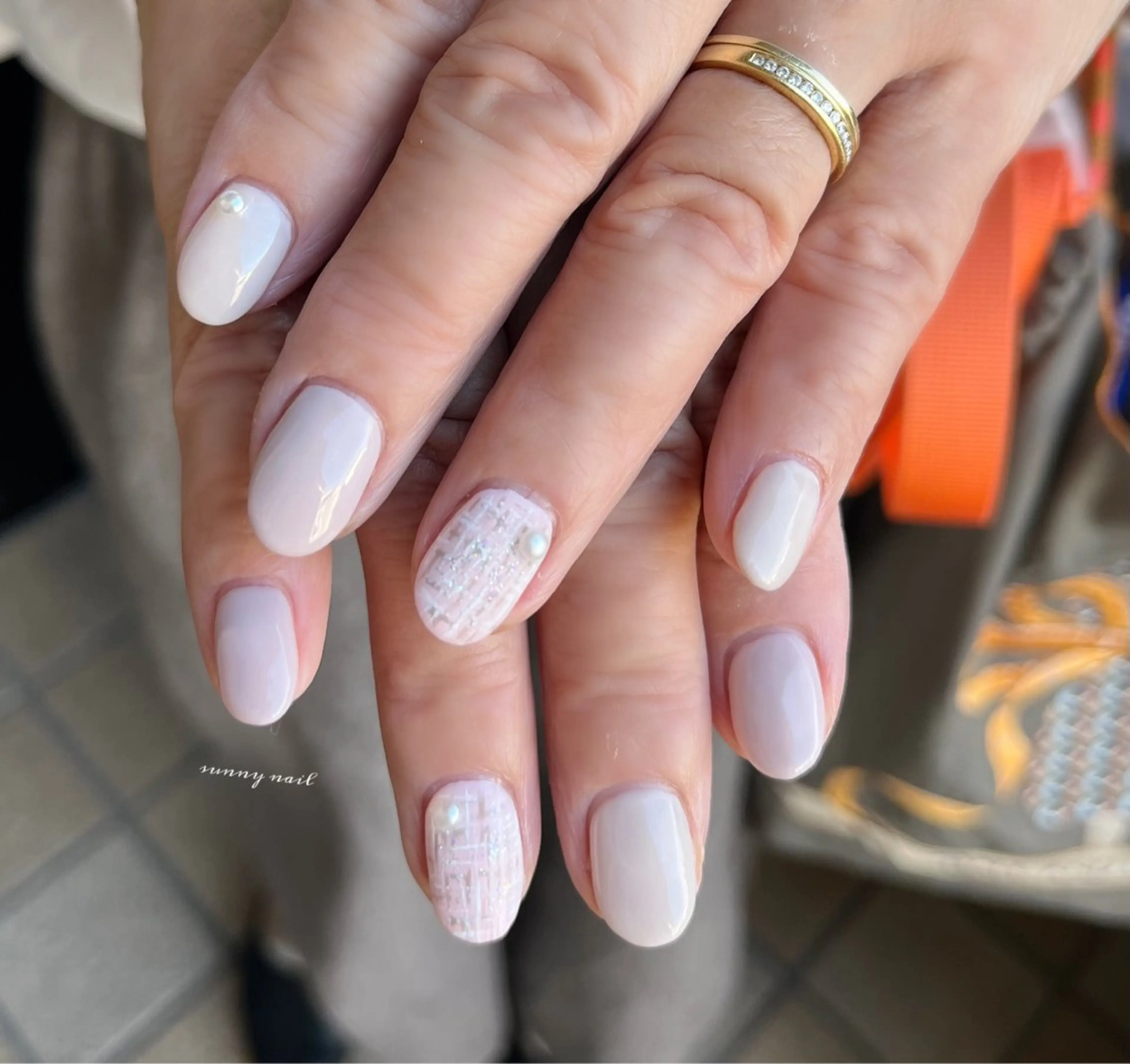 ネイル ジェルネイル マットネイル パラジェル シンプルネイル ツイードネイル sunny nailのネイルデザイン