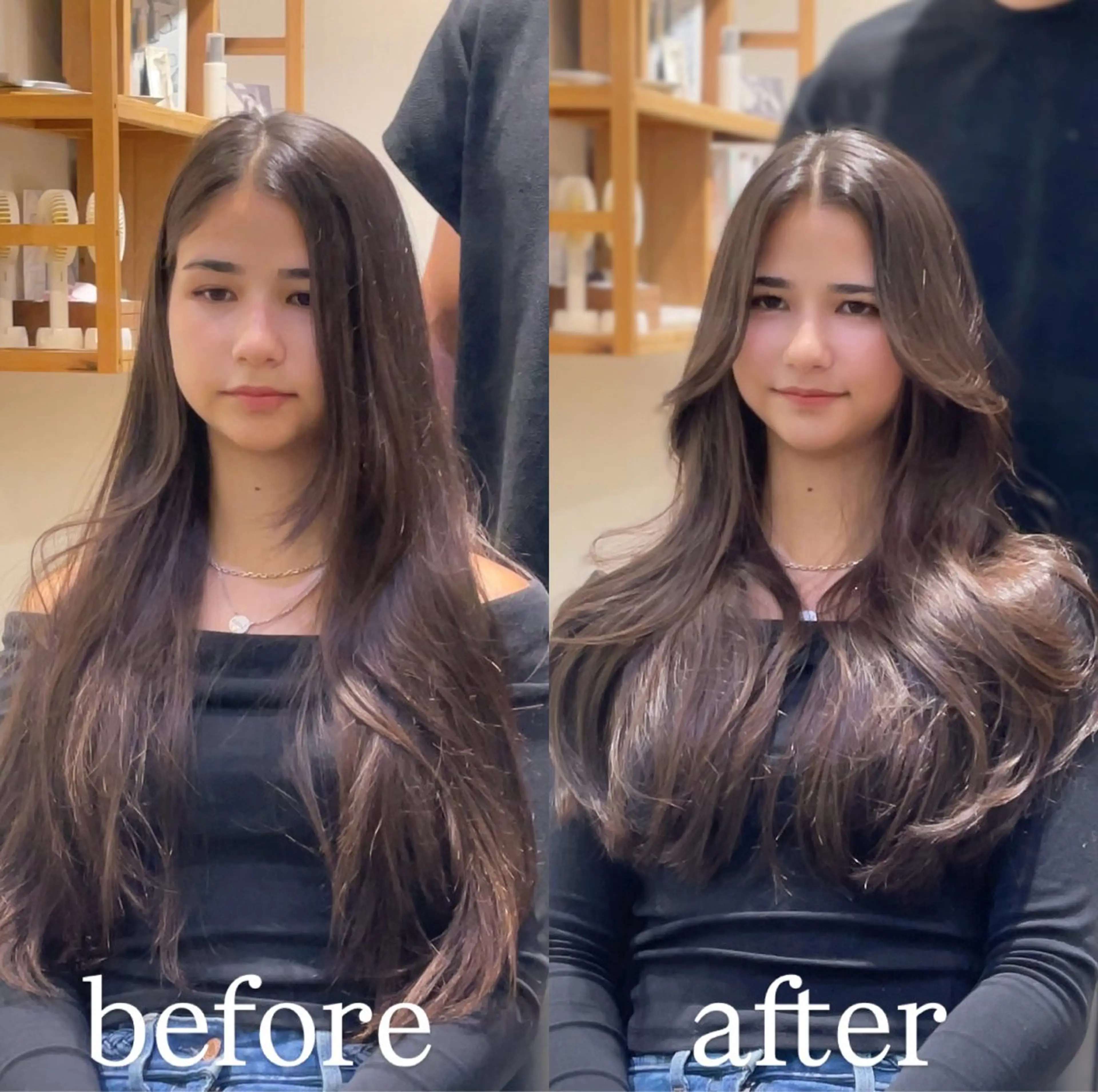 ロング カラー くびれヘア 顔周りカット レイヤーカット ロング 小顔カット カット ヘアカラー トリートメント ヘッドスパ 大人可愛い透明感🌟 小顔・韓国髪🌟野中のヘアスタイル