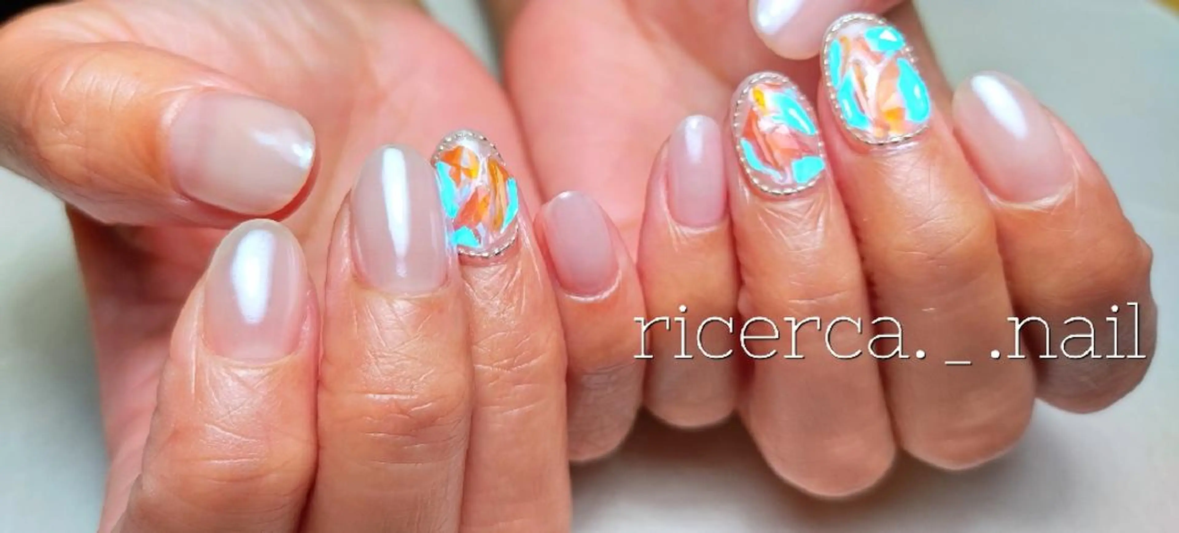 ネイル ジェルネイル 韓国ネイル ストーンネイル ワンホンネイル ricerca._. nail ちゃこのネイルデザイン