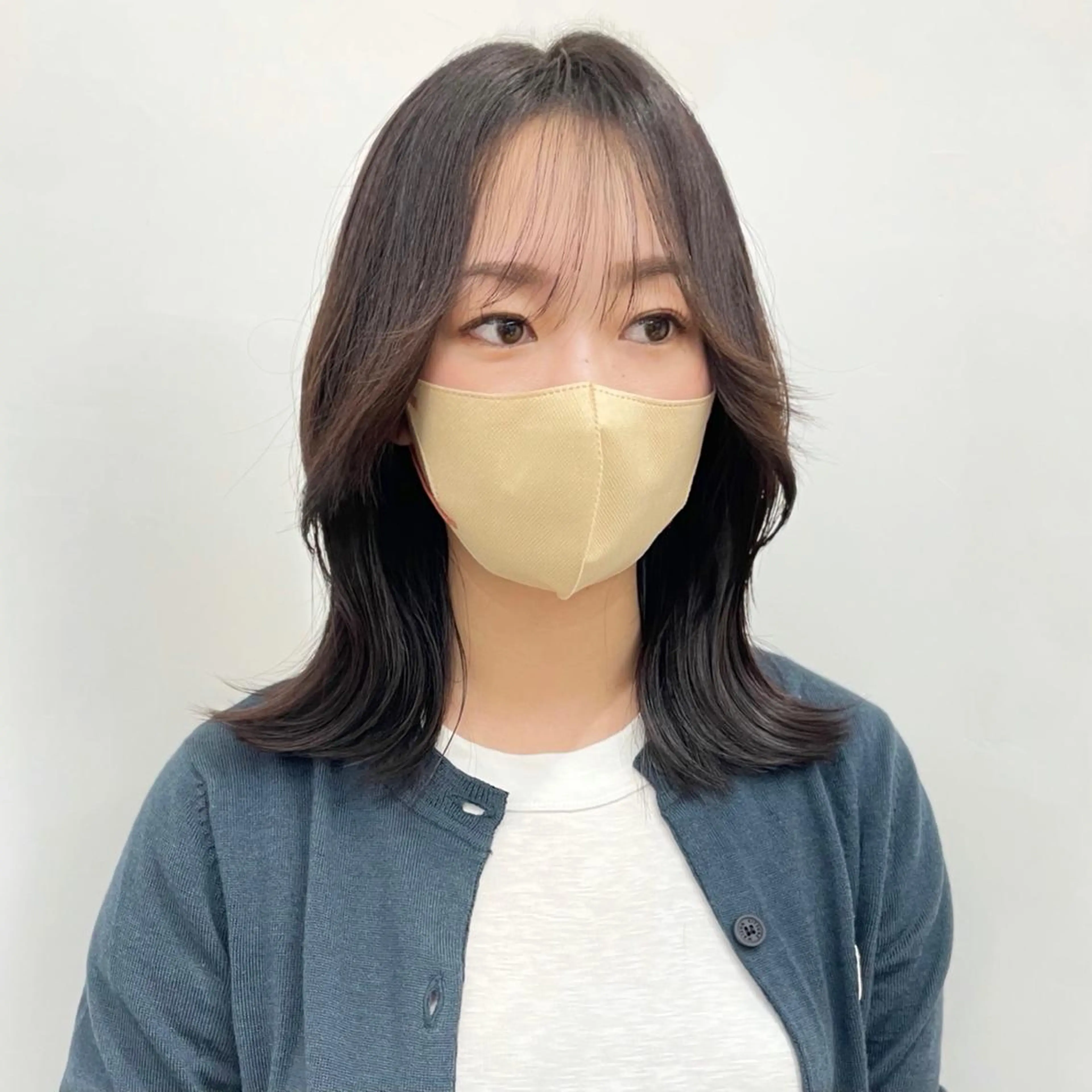 ミディアム カラー ミディアムレイヤー くびれヘア エギョモリ 顔まわりレイヤー 顔周りカット カット 🦋韓国系指名No1 店長/圓山 祐也🦋のヘアスタイル