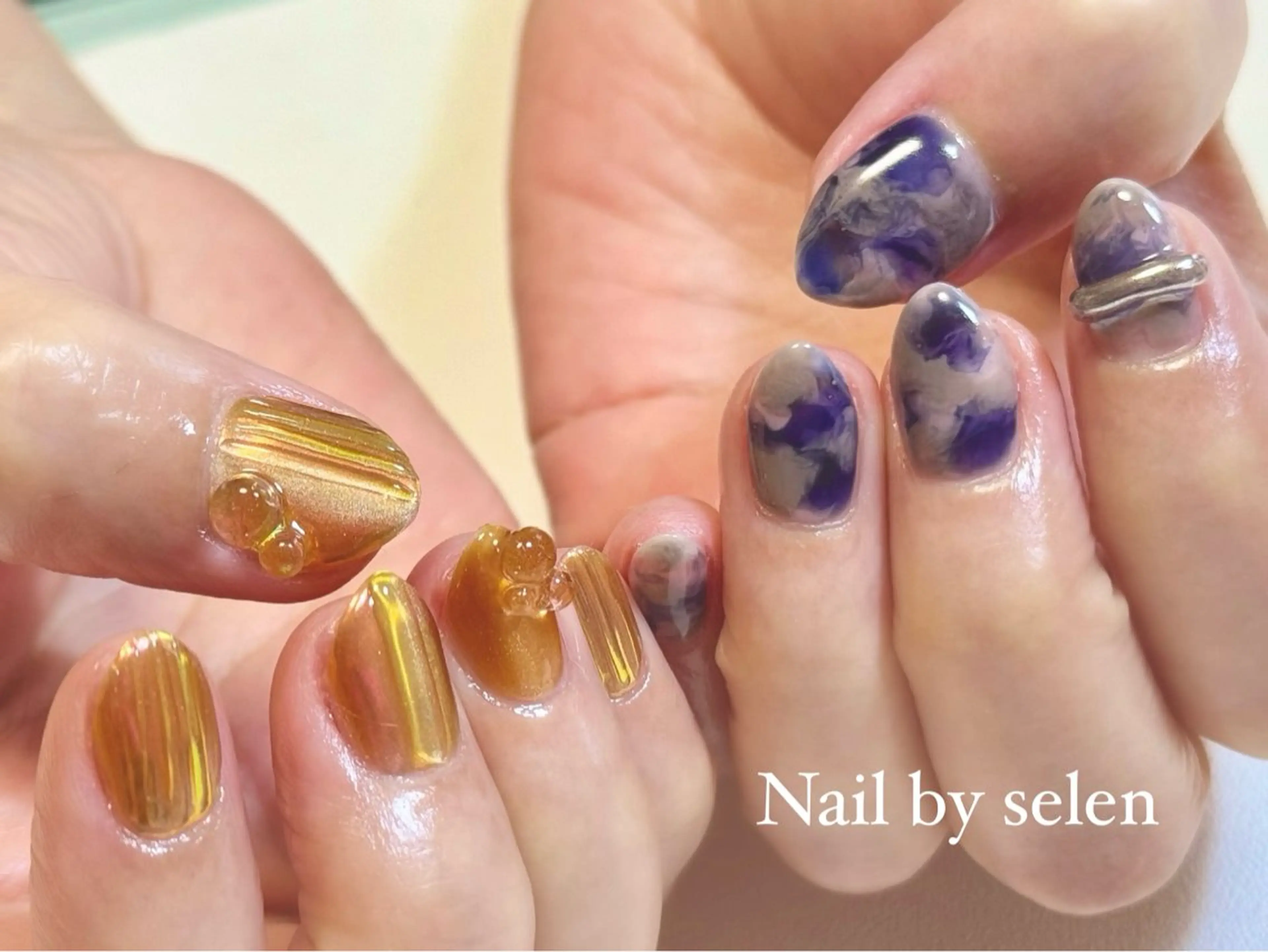 ネイル アートネイル オーロラネイル ジェルネイル グラデーション マグネットネイル ハンドネイル Nail by selen所属・Nail by selenのネイルデザイン