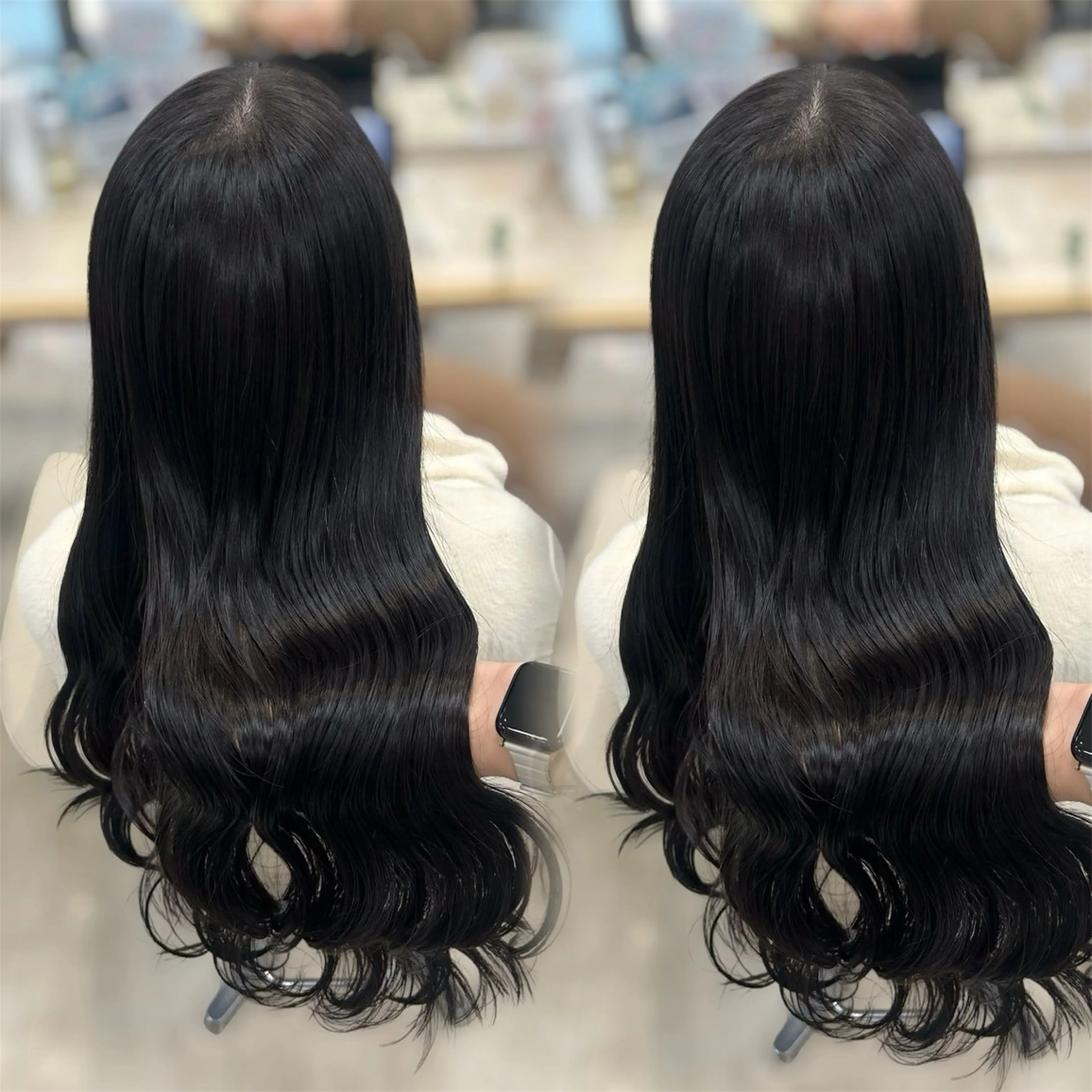 ロング カラー カット ヘアカラー ベージュ/つや髪/ レイヤー／ゆいなのヘアスタイル