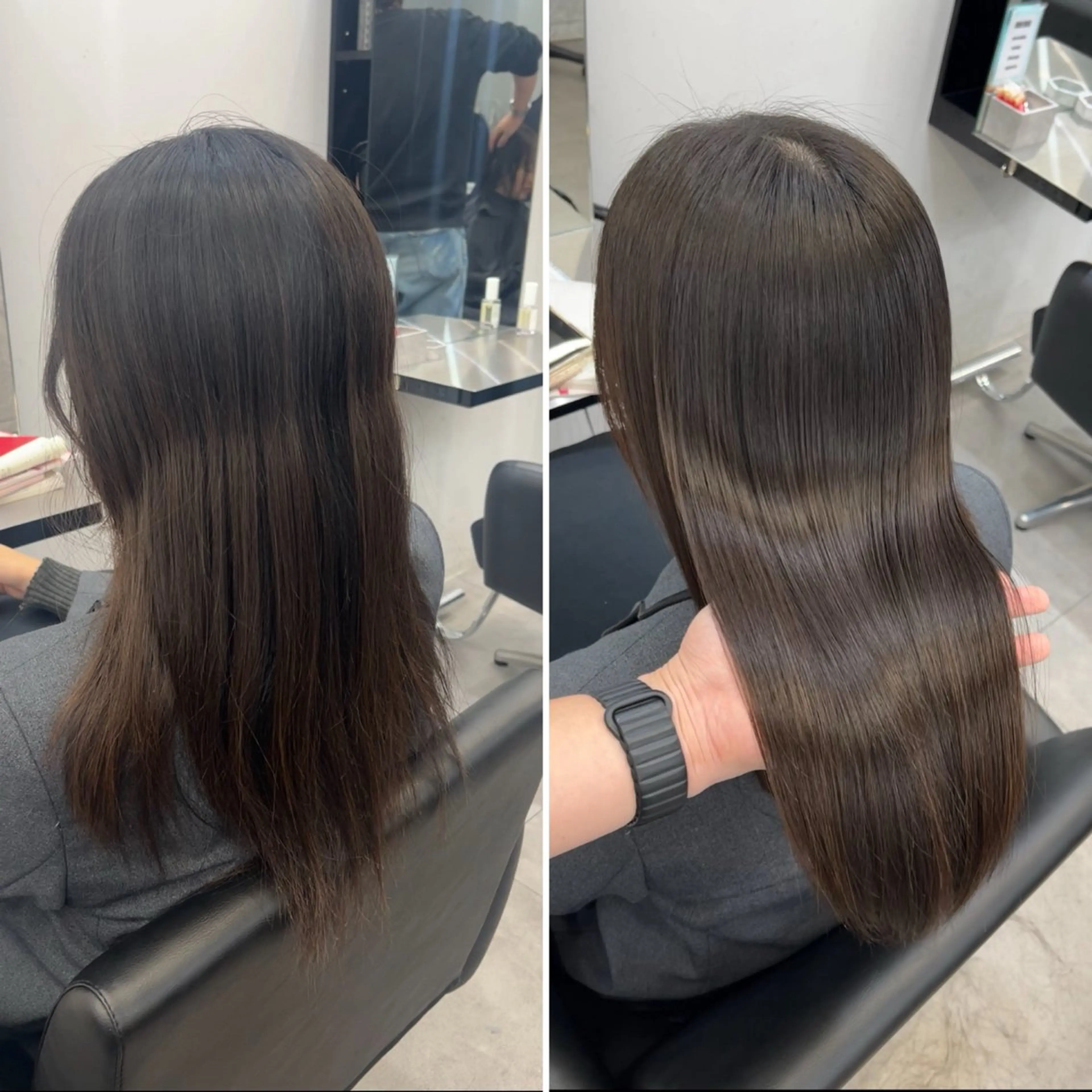 セミロング カット ヘアカラー 縮毛矯正 トリートメント 髪質改善/縮毛矯正 梅田茶屋町/西尾祐作のヘアスタイル