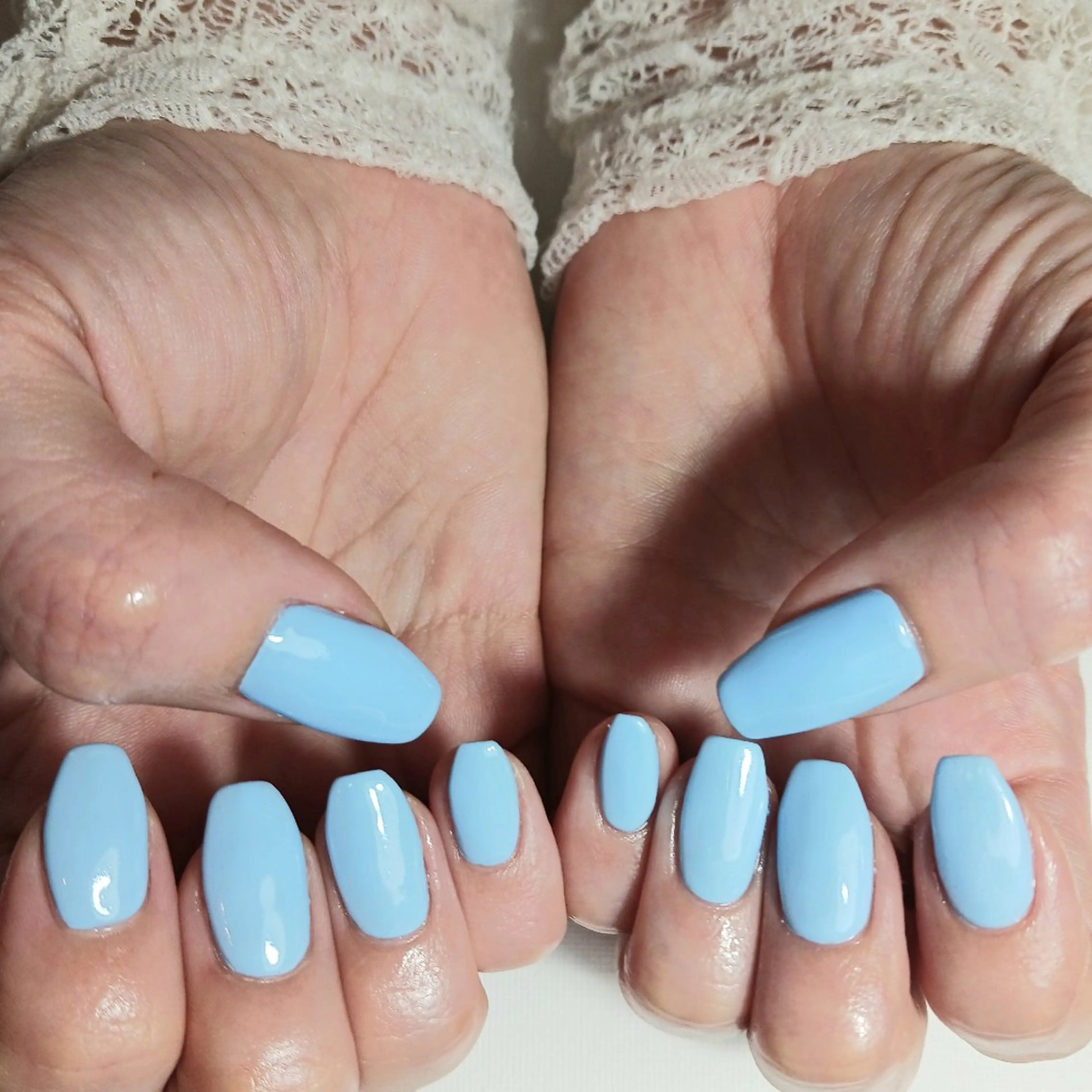 ネイル ジェルネイル 水色 持ち込み パステルネイル シンプルネイル ハンドネイル owlnail /持込みデザイン専門のネイルデザイン