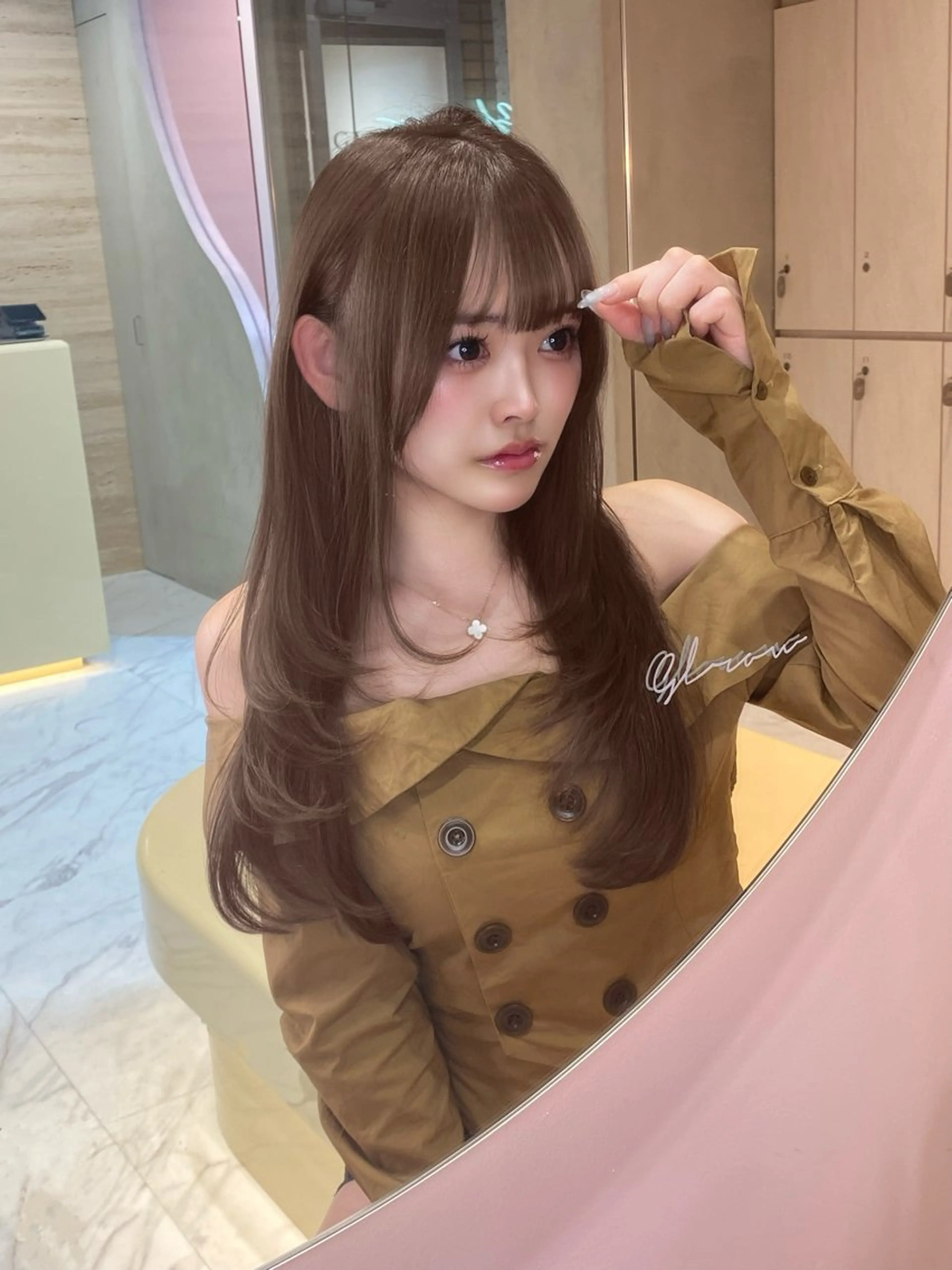 ロング カット ヘアカラー 髪質改善/はるみ🌙 韓国レイヤーのヘアスタイル