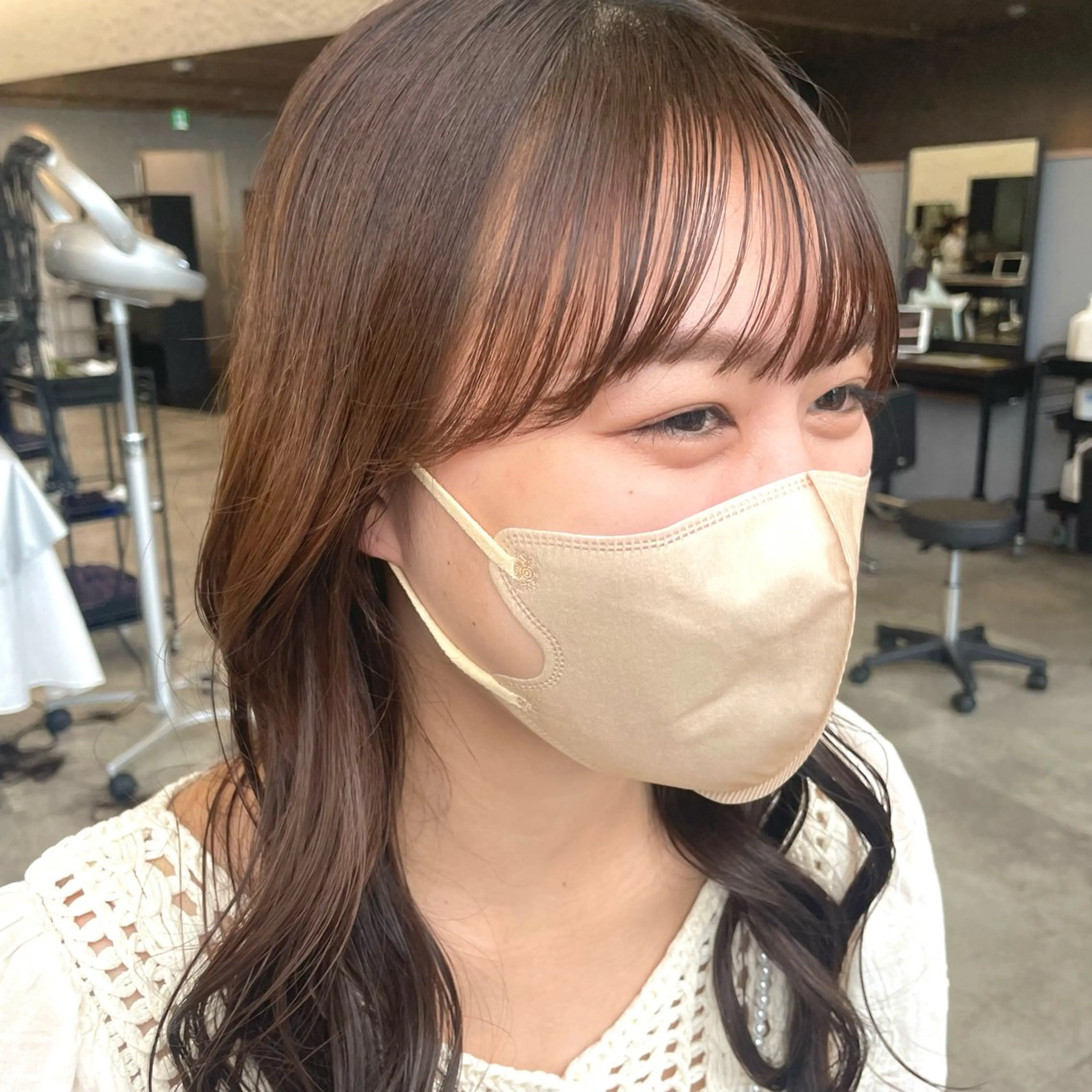 ミディアム サイドバング 小顔カット ヘアカラー 為近日向子🐥暖色 💘顔周りカット🌈のヘアスタイル