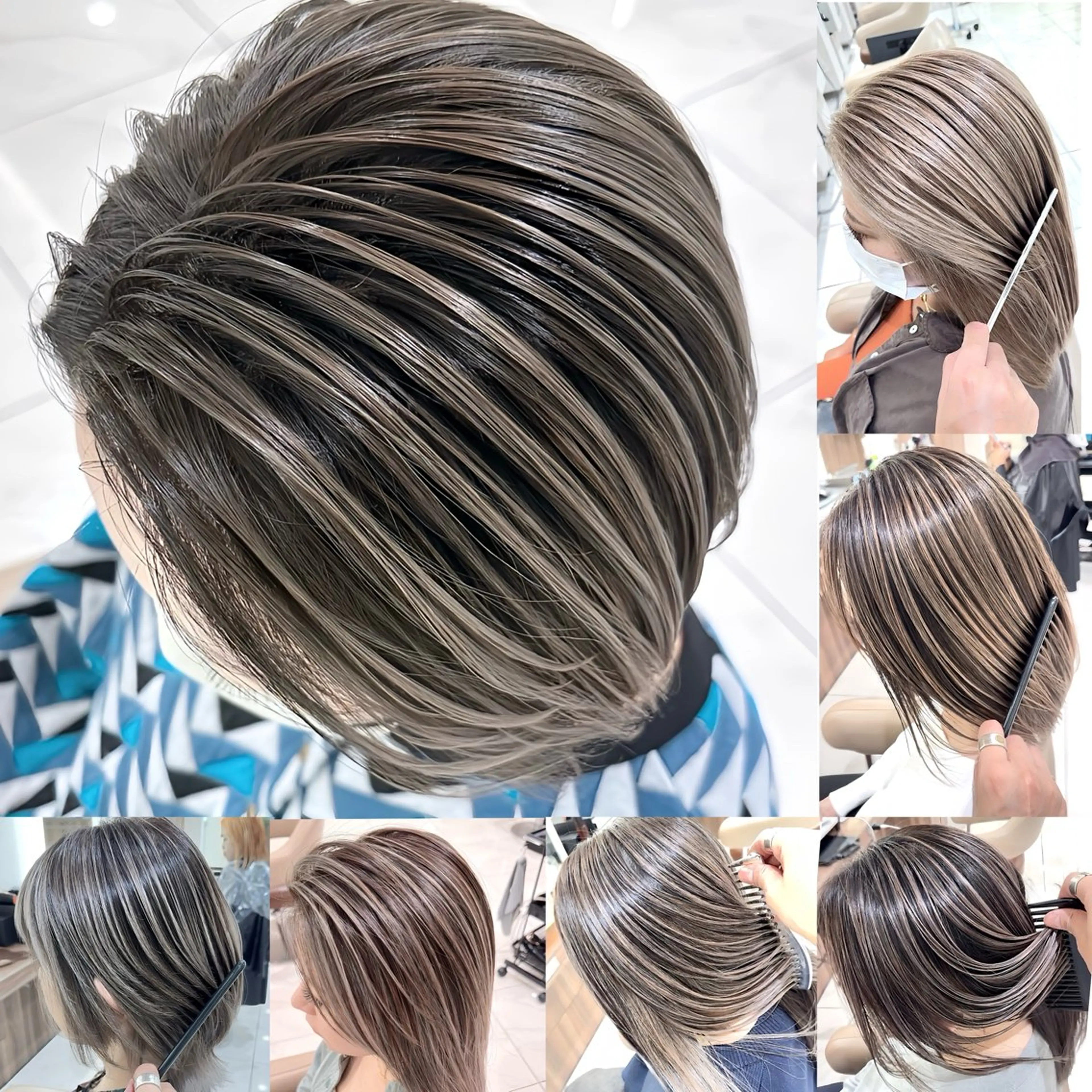 ミディアム カラー 髪質改善 カット ヘアカラー トリートメント 山崎俊輔/髪質改善 /バレイヤージュのヘアスタイル