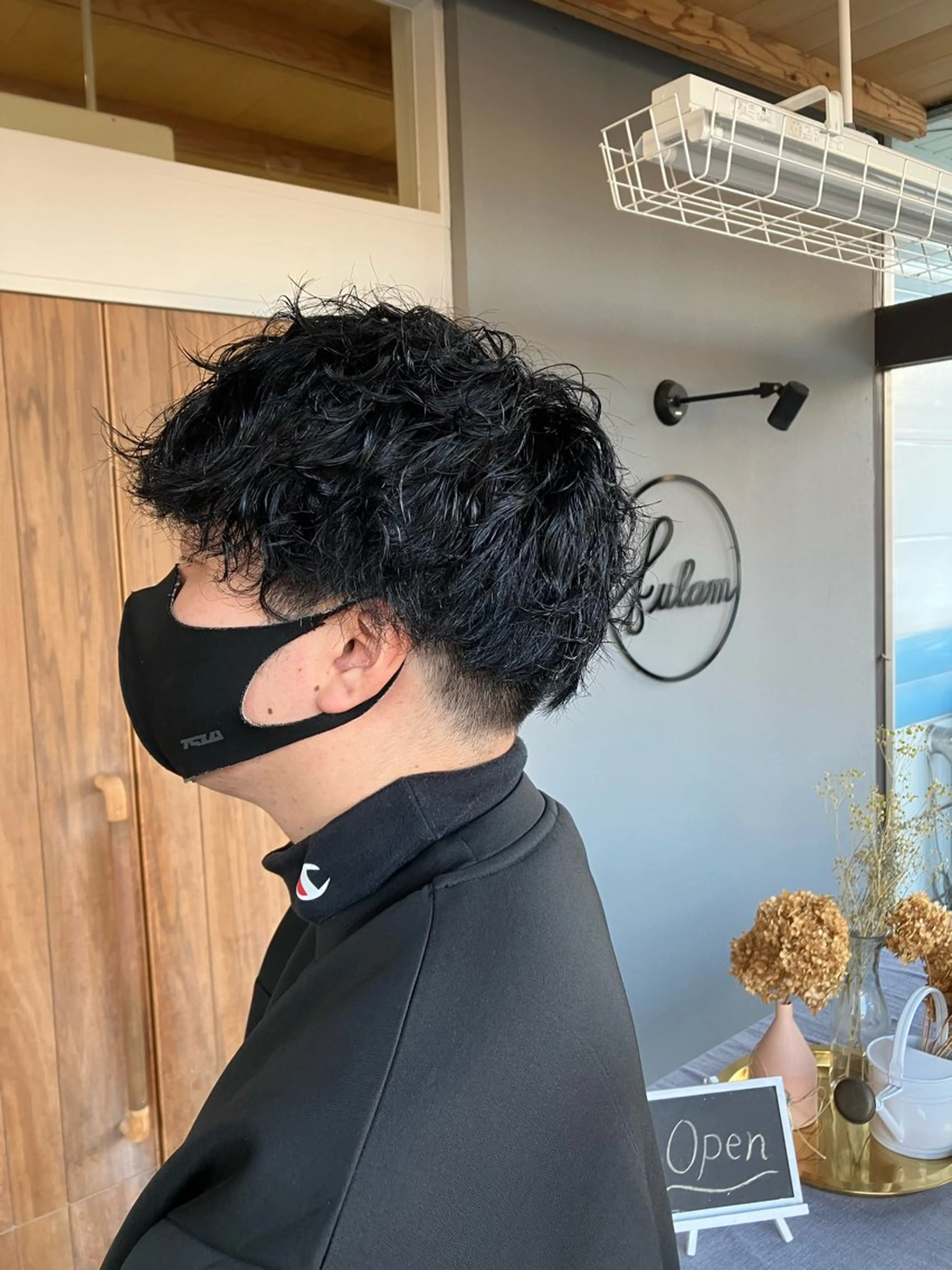ショート カラー パーマ メンズ メンズパーマ 黒髪 カット ヘアカラー fulam所属・佐藤悠生/郡山 メンズパーマ.カットのヘアスタイル
