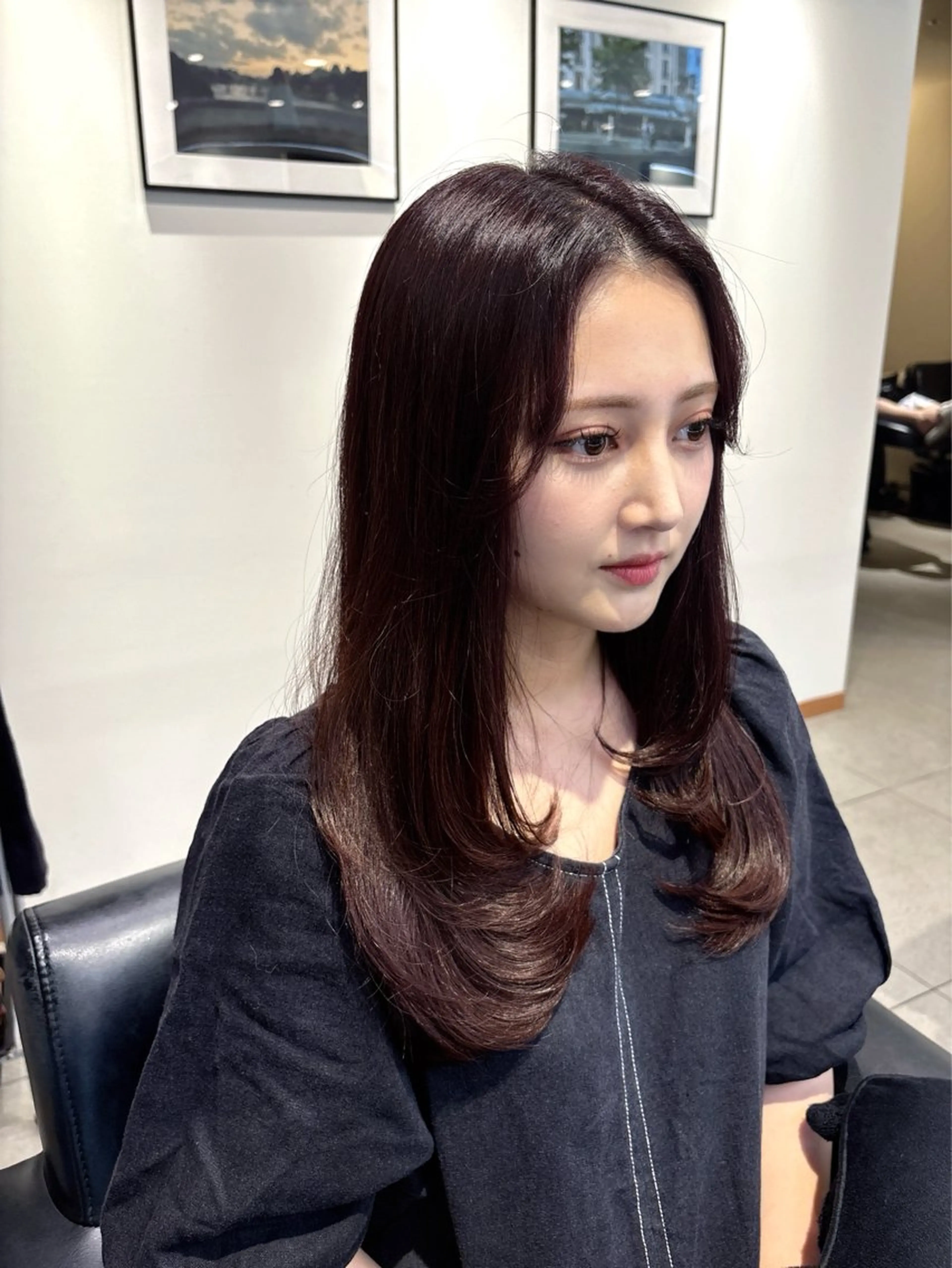 ロング 顔周りカット カット ヘアカラー トリートメント AYU (ému) 伏見/髪質改善のヘアスタイル