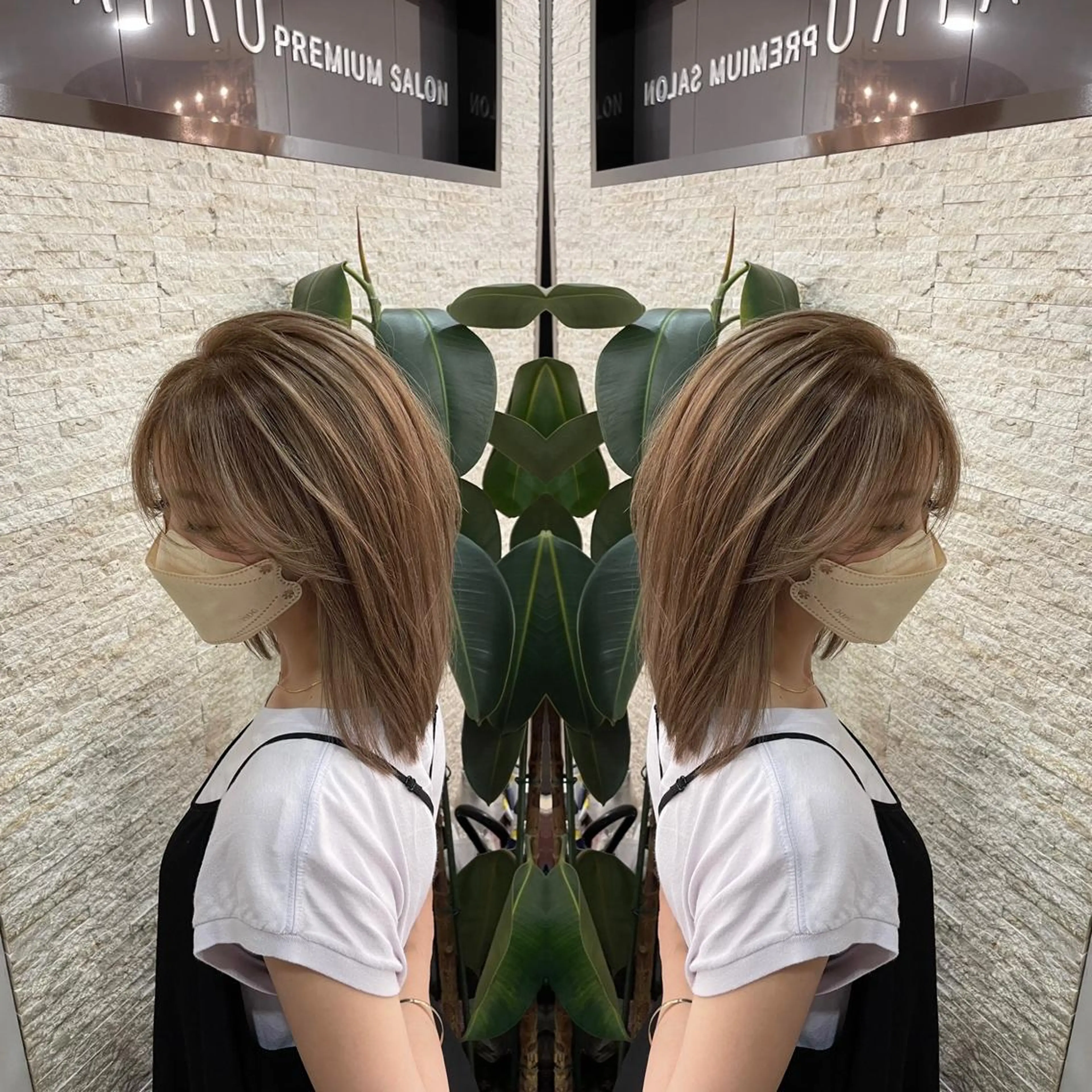 ミディアム カット ヘアカラー トリートメント Y Uのヘアスタイル